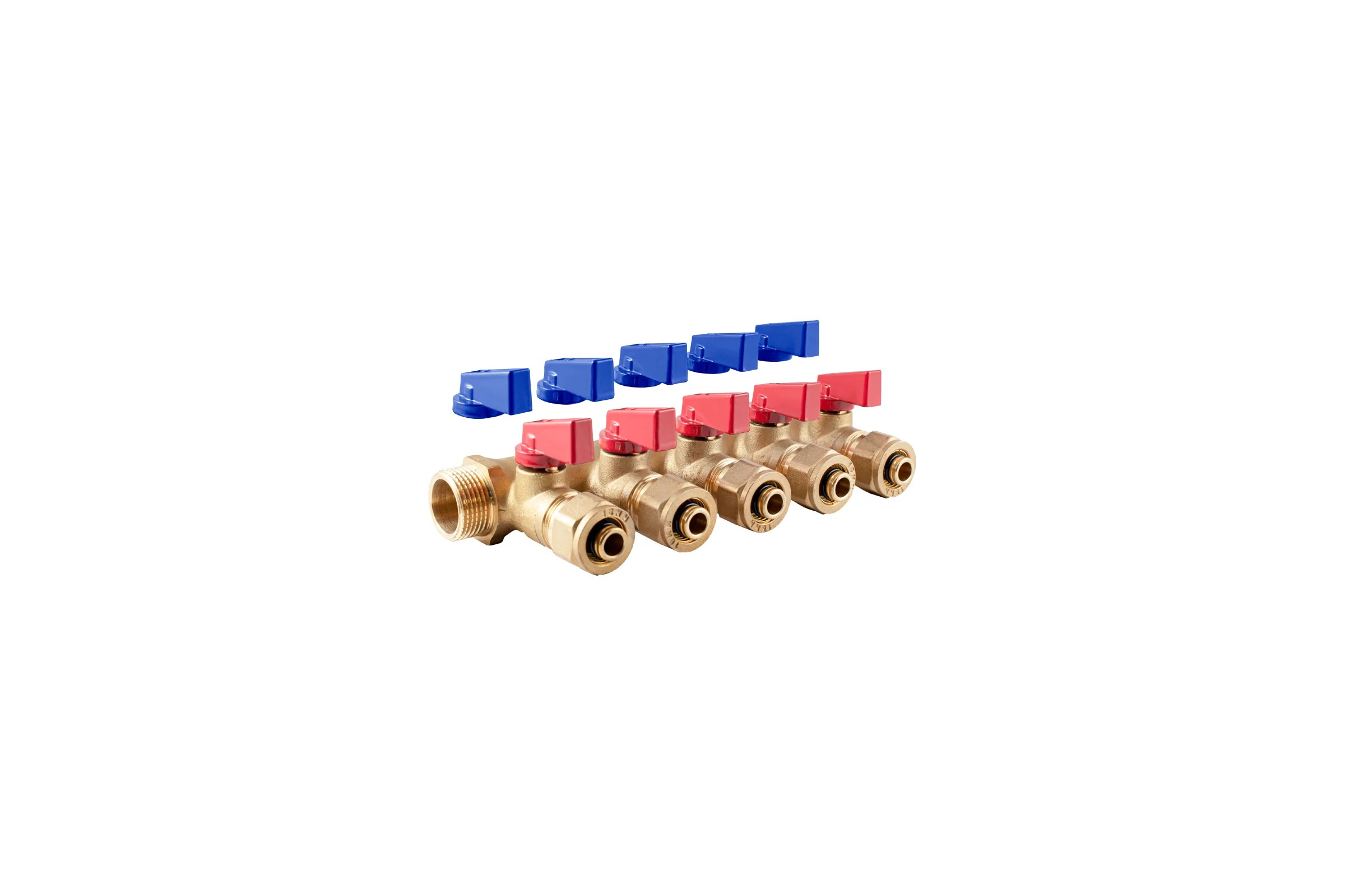 Коллектор с шаровыми кранами PROFACTOR в/н 3/4" х 5 вых 16 цанга PF MVP 266.5