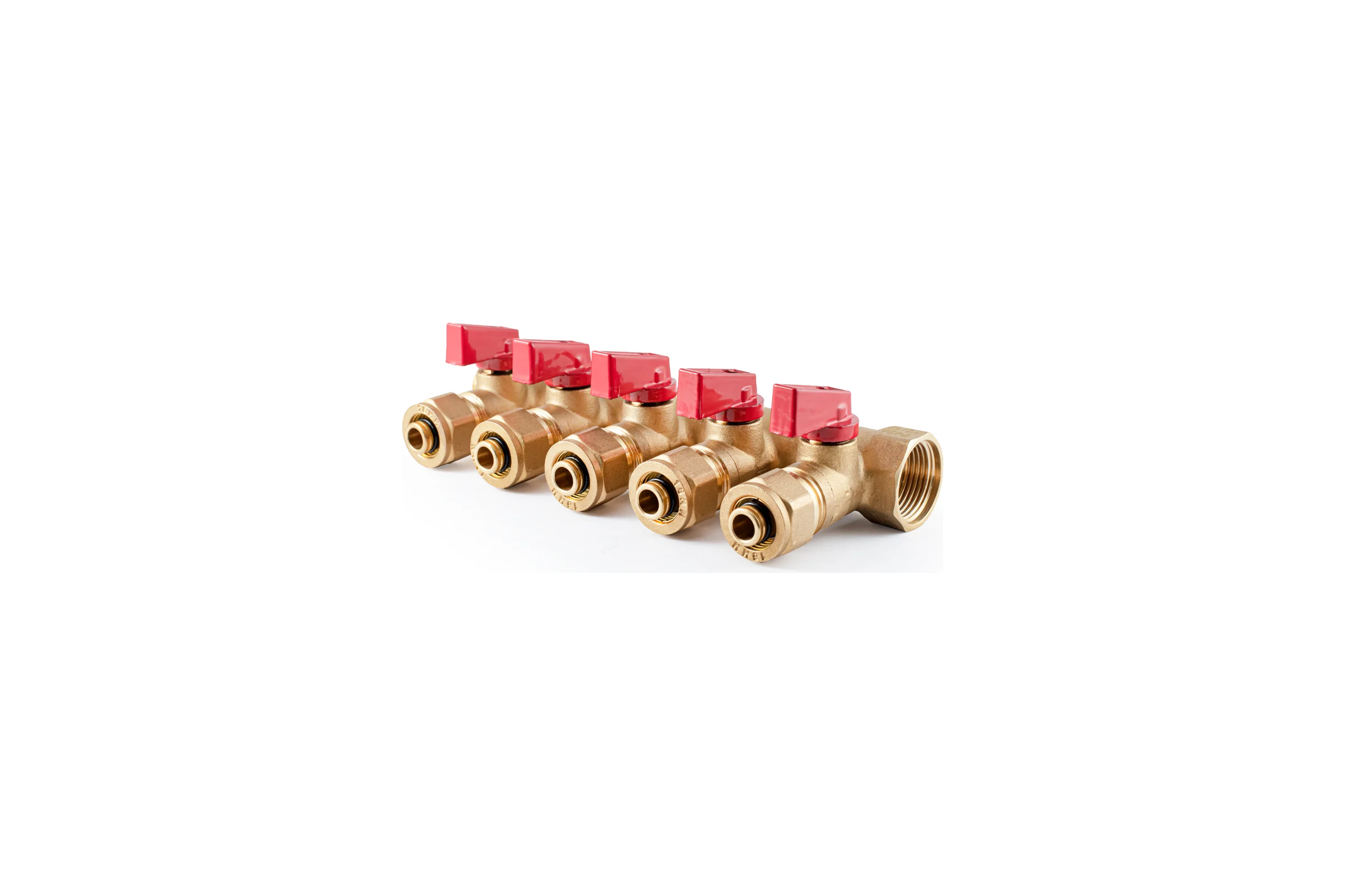 Коллектор с шаровыми кранами PROFACTOR в/н 3/4" х 5 вых 16 цанга PF MVP 266.5