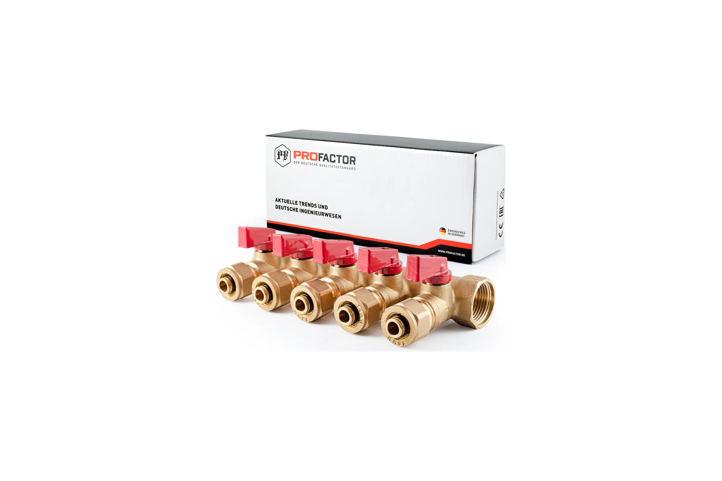 Коллектор с шаровыми кранами PROFACTOR в/н 3/4" х 5 вых 16 цанга PF MVP 266.5