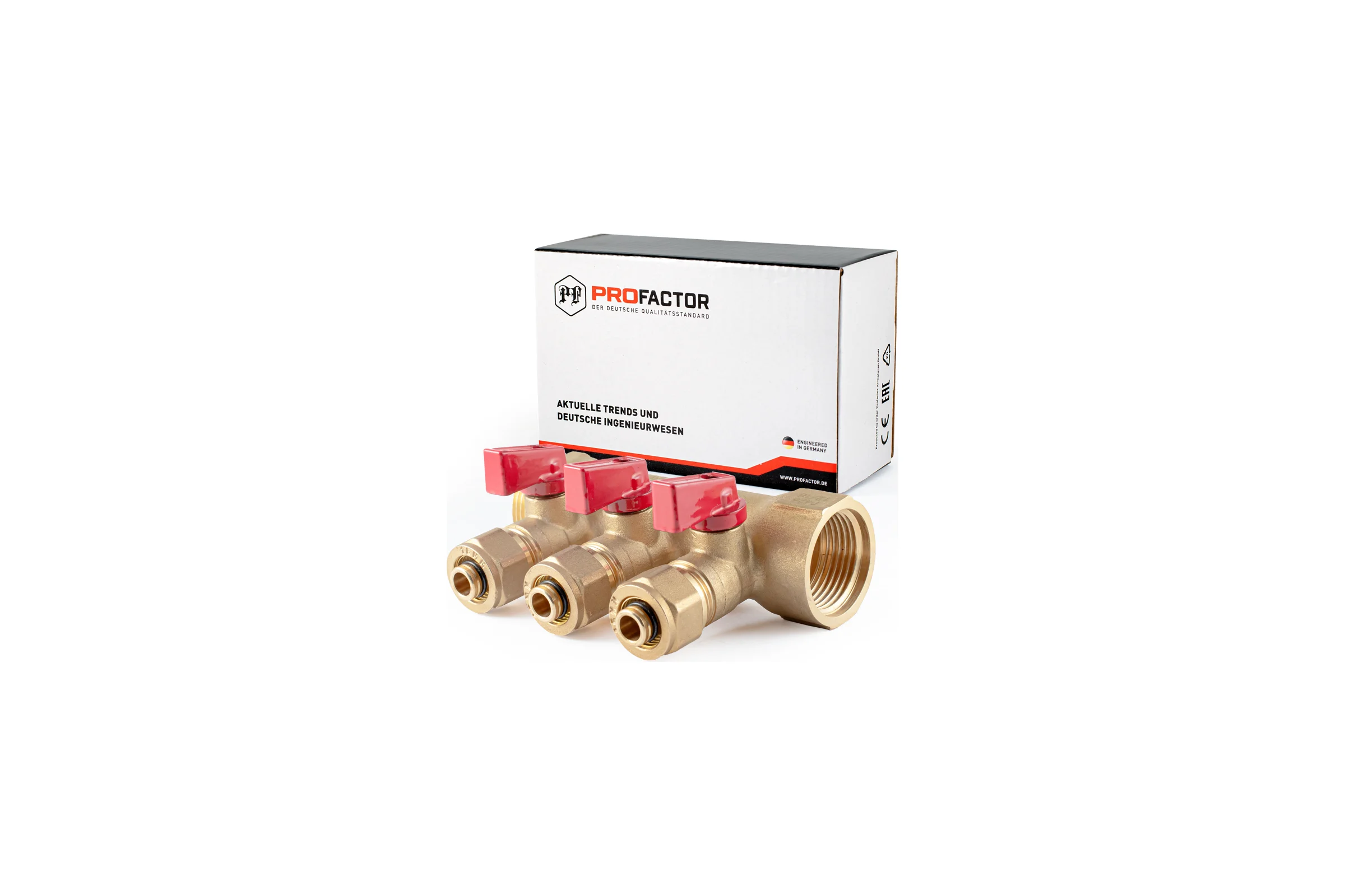 Коллектор с шаровыми кранами PROFACTOR в/н 1" х 3 вых 16 цанга PF MVP 267.3