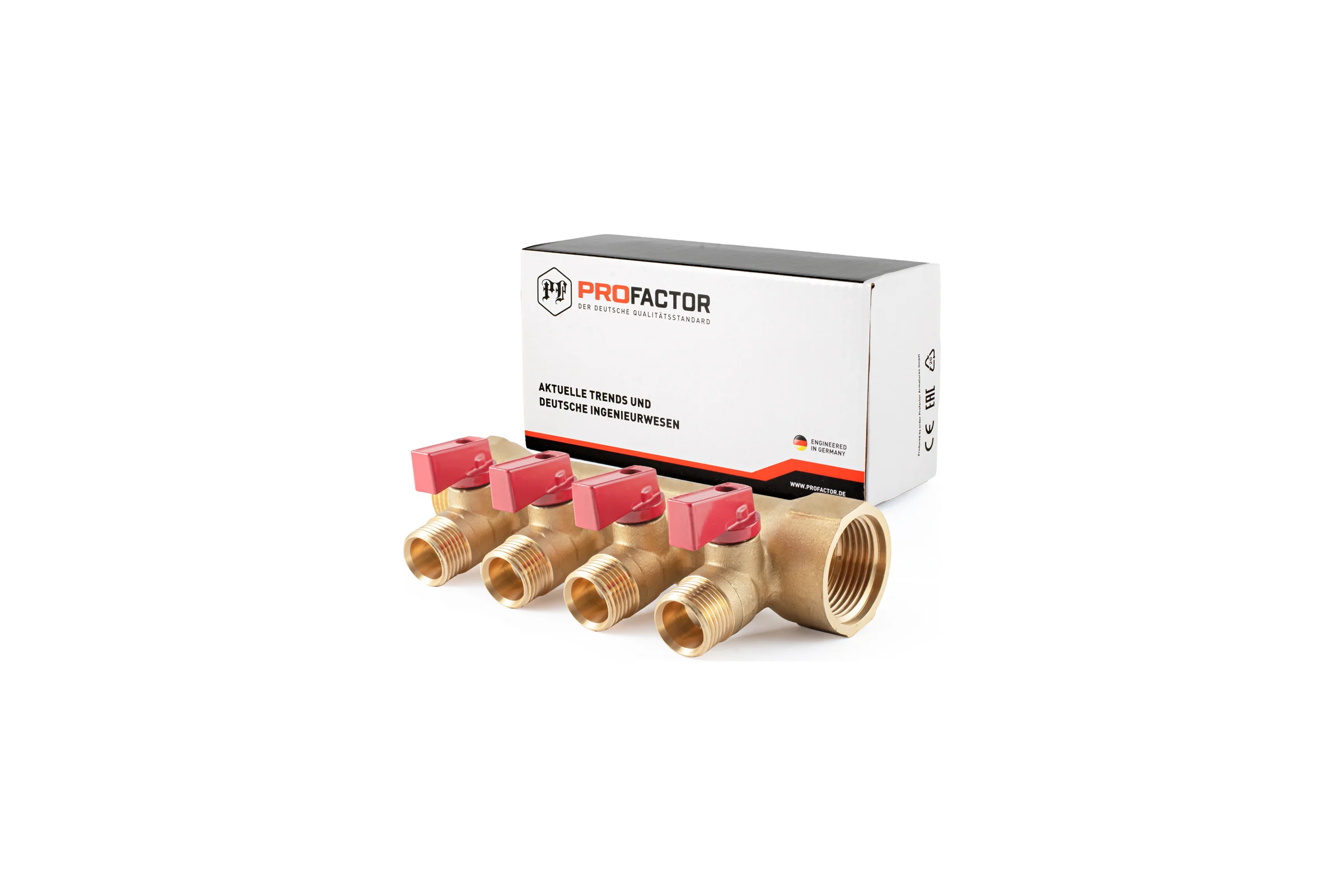 Коллектор с шаровыми кранами PROFACTOR в/н 1" х 4 вых 1/2"нар PF MV 265.4