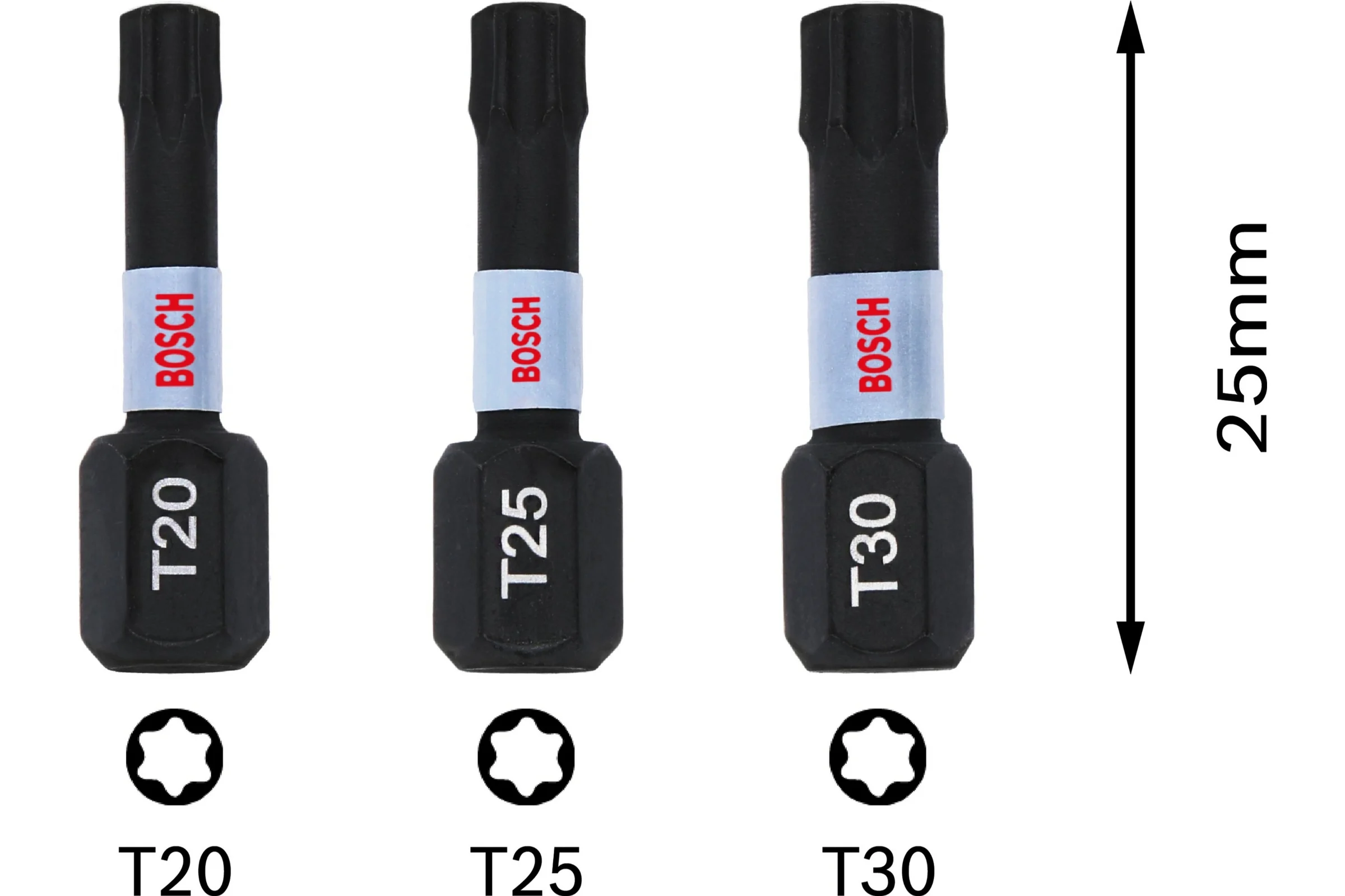 Биты Impact Control 3 шт, 25 мм, T20, T25, T30 Bosch 2608522479