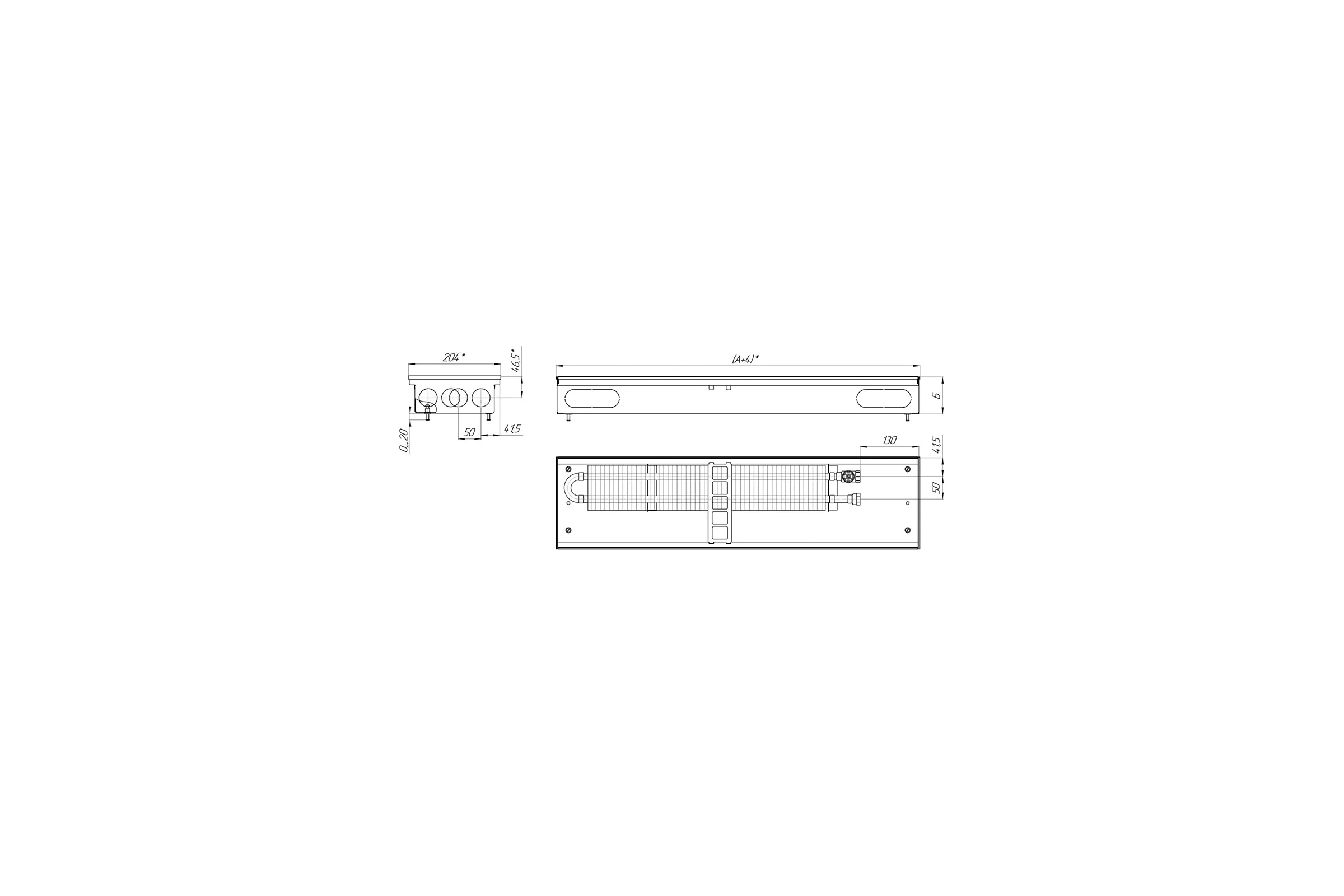 Конвектор КЗТО Бриз 200*80*2000 U (5Ал 12) NEW БР200802000UР5АЛ12 БР20080*2000UР5АЛ12