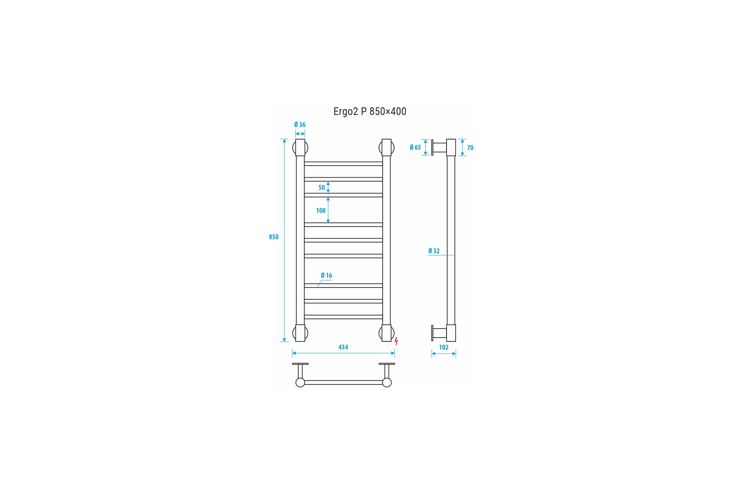 Полотенцесушитель ENERGY ERGO2 P 1050x400 УТ-УТ-01051