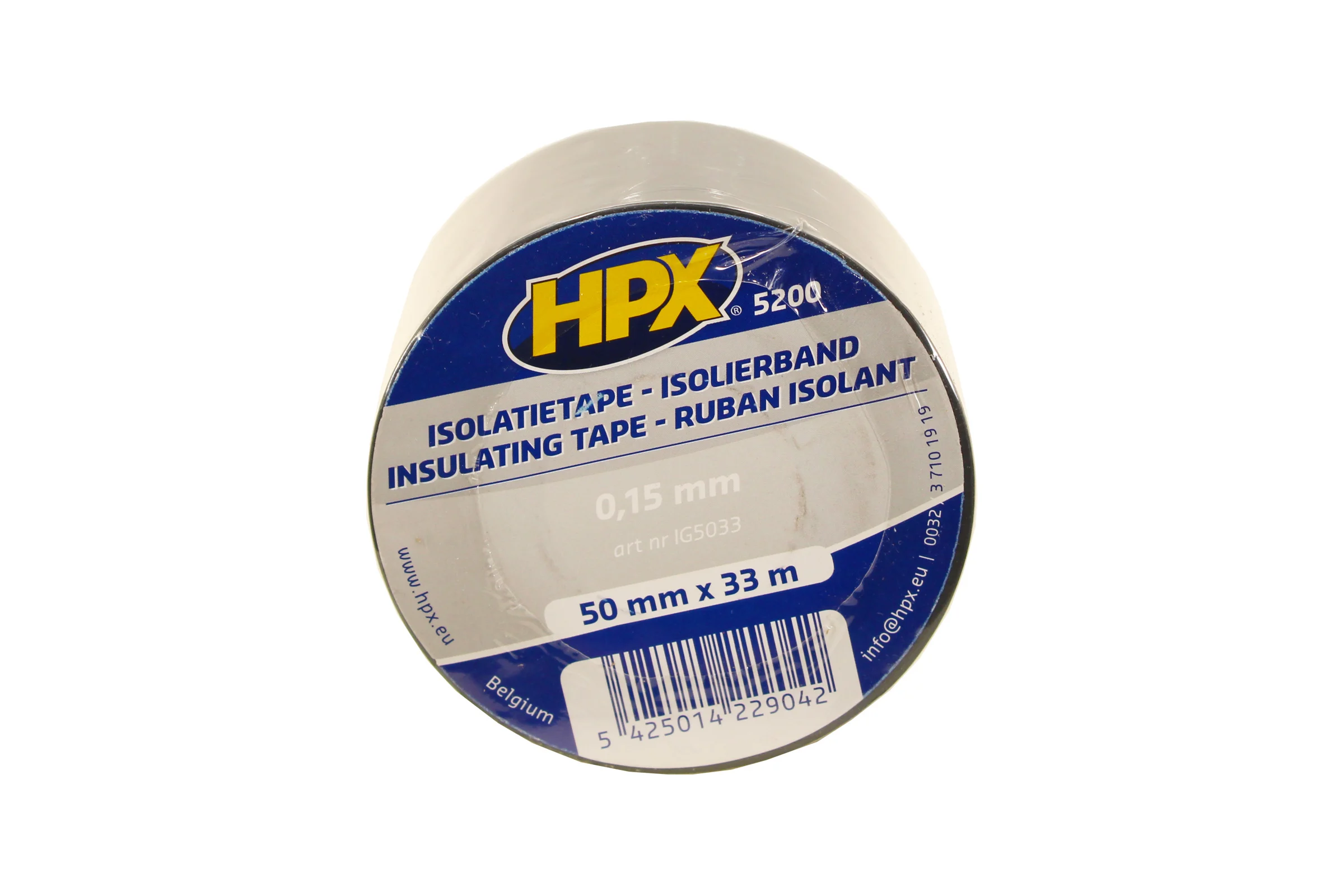 Огнестойкая профессиональная изолента из ПВХ HPX IG5033 INSULATION TAPE 5200 50 мм х 33 м, серая 5425014229042