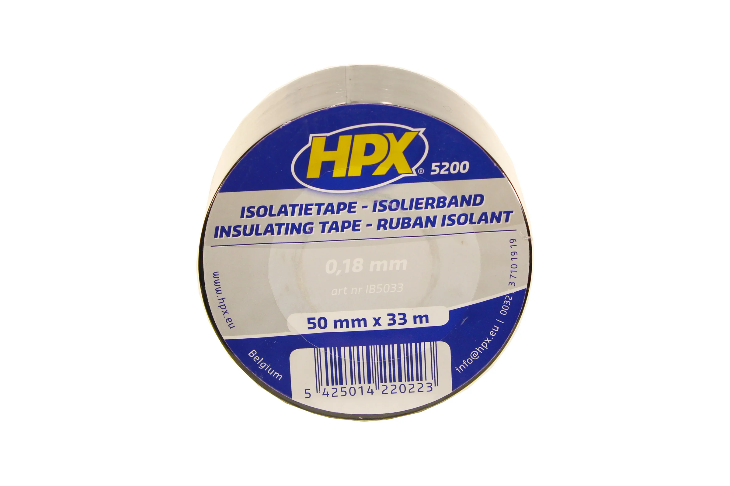 Огнестойкая профессиональная изолента из ПВХ HPX IB5033 INSULATION TAPE 5200 50 мм х 33 м, черная 5425014220223
