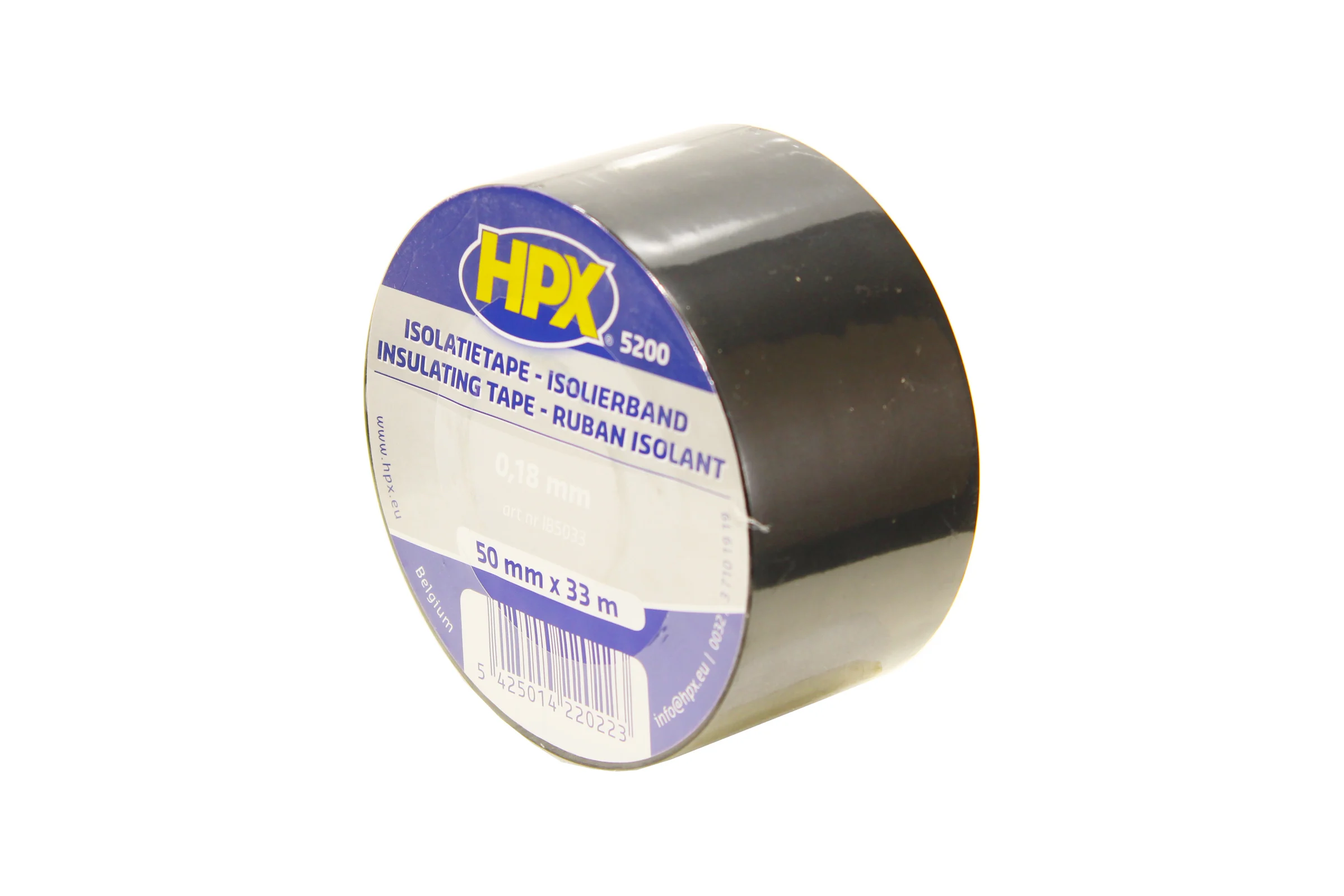 Огнестойкая профессиональная изолента из ПВХ HPX IB5033 INSULATION TAPE 5200 50 мм х 33 м, черная 5425014220223