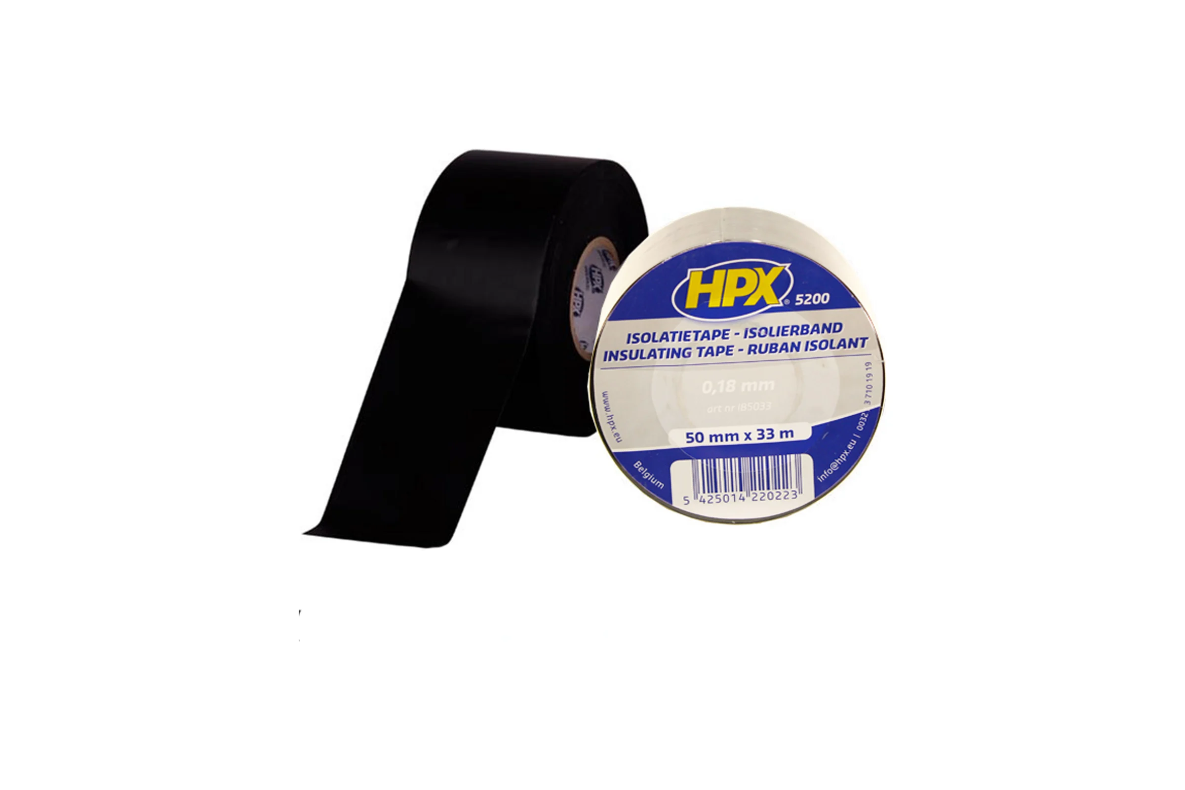 Огнестойкая профессиональная изолента из ПВХ HPX IB5033 INSULATION TAPE 5200 50 мм х 33 м, черная 5425014220223