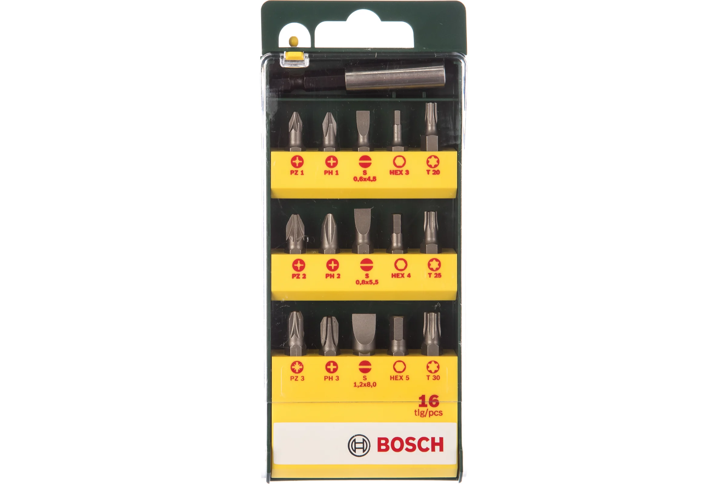 Набор бит 16 шт. (15 бит 25 мм + универсальный держатель) BOSCH 2.607.019.453