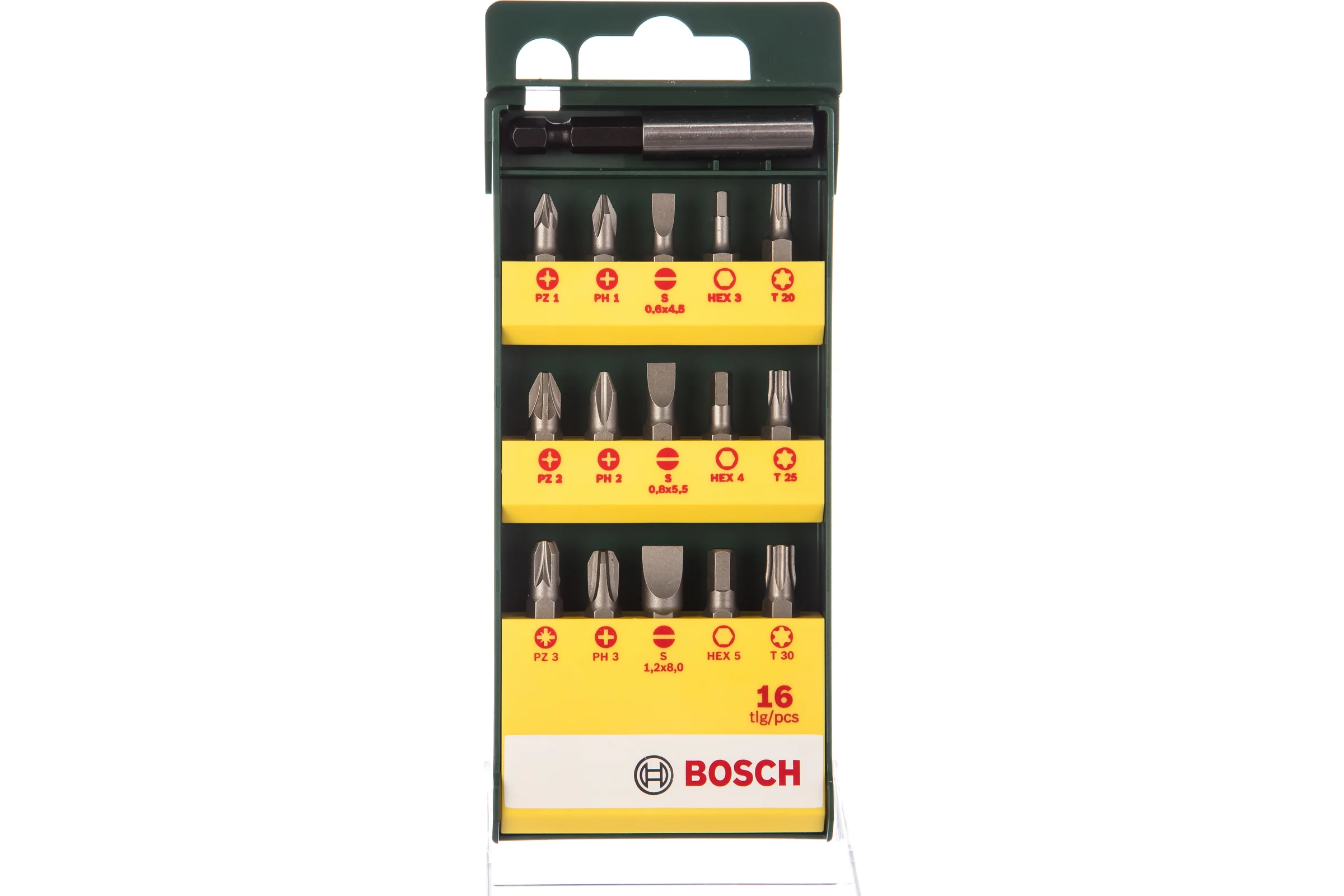 Набор бит 16 шт. (15 бит 25 мм + универсальный держатель) BOSCH 2.607.019.453