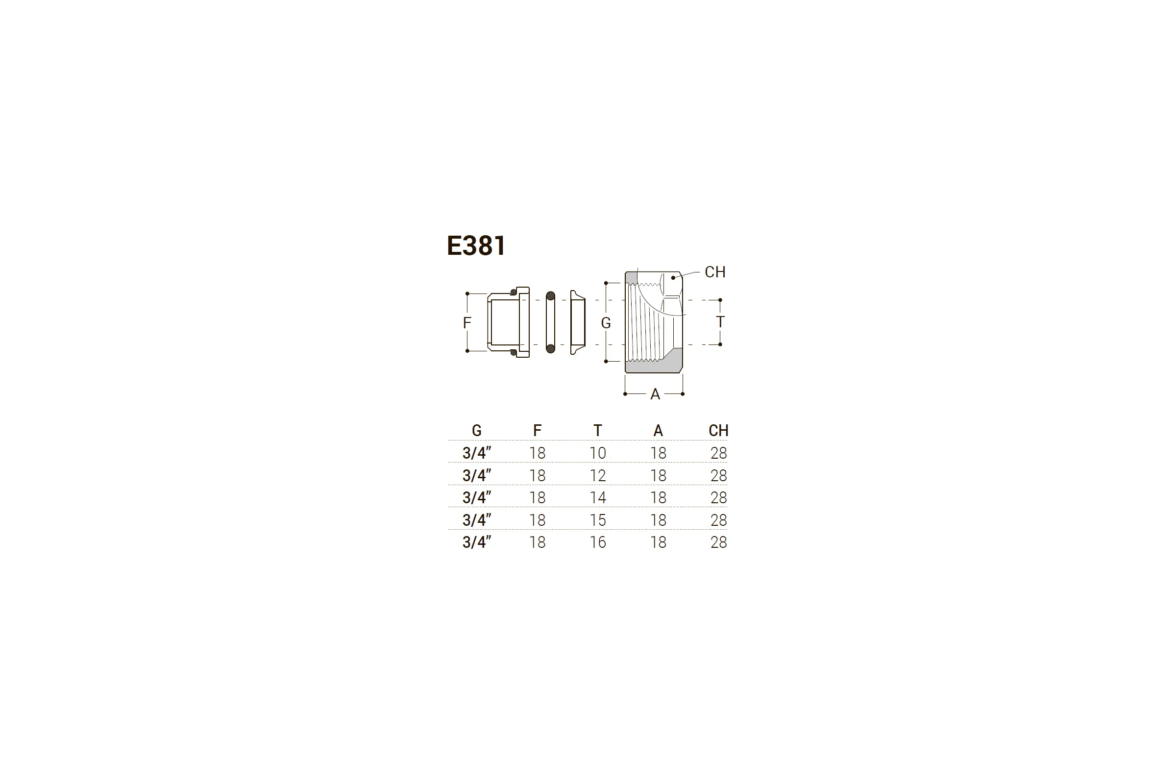 Фитинг для медной трубы SR Rubinetterie 15x3/4" E, цвет золото E381-2000D0E0