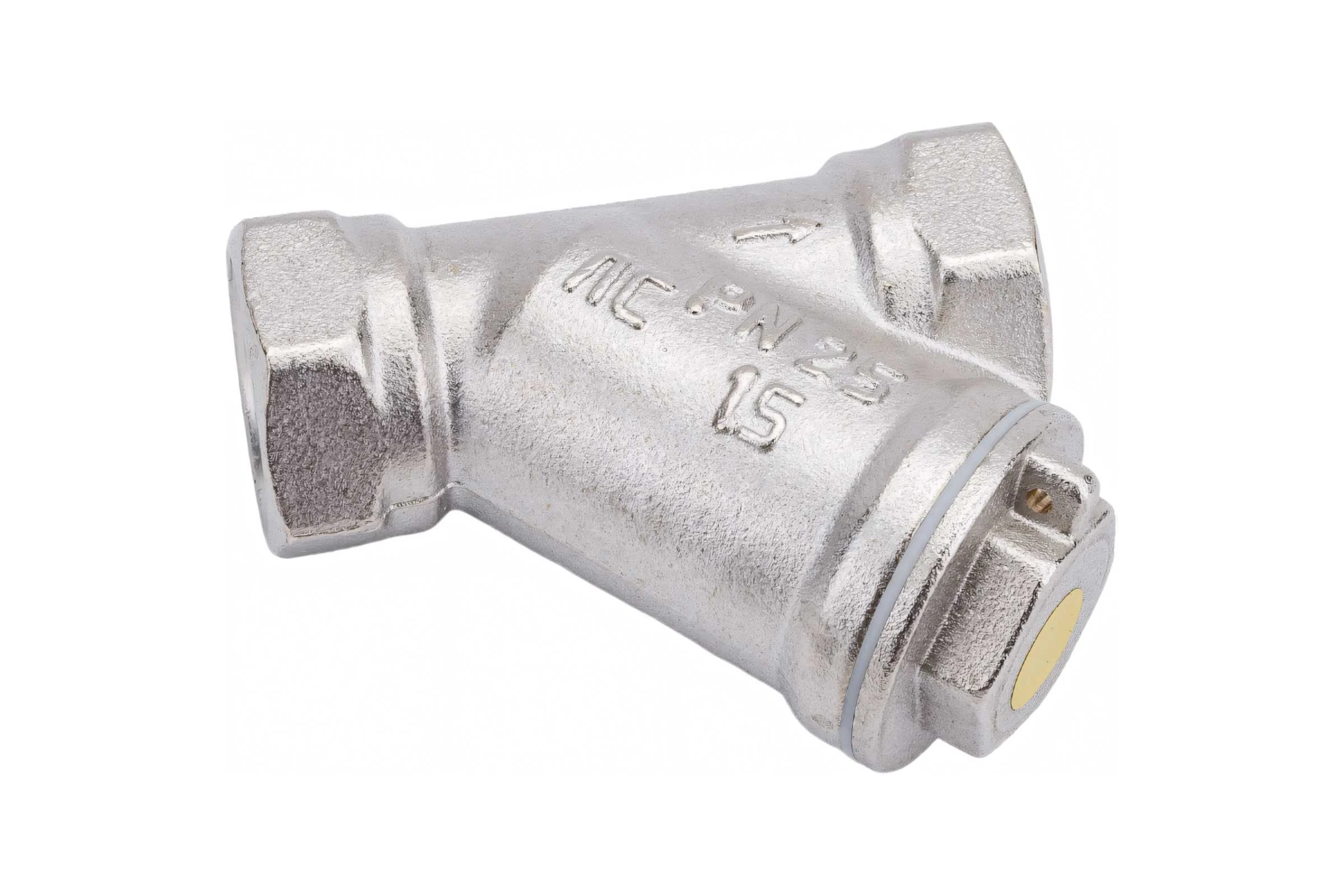 Сетчатый фильтр для газа VALFEX 1/2" ВР/ВР латунный под пломбу никелированный 46Б5фт VF.193.LN0.012.Bir