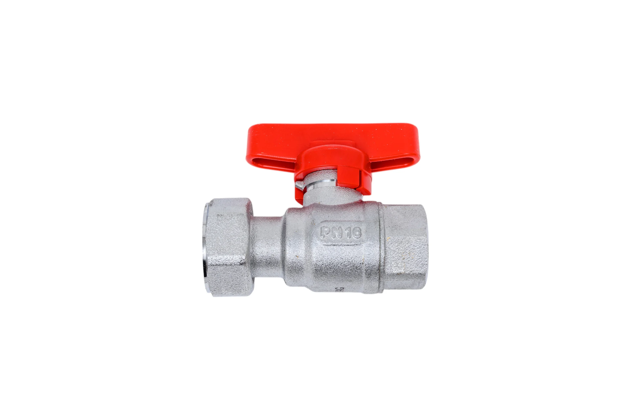 Шаровой кран FAR хром, 1/2'ВР-3/4" накидная гайка, бабочка, красный FS 3047 12RC