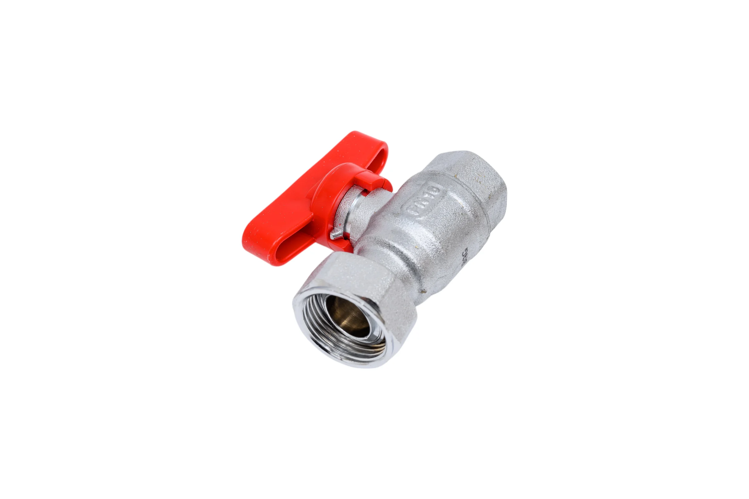 Шаровой кран FAR хром, 1/2'ВР-3/4" накидная гайка, бабочка, красный FS 3047 12RC