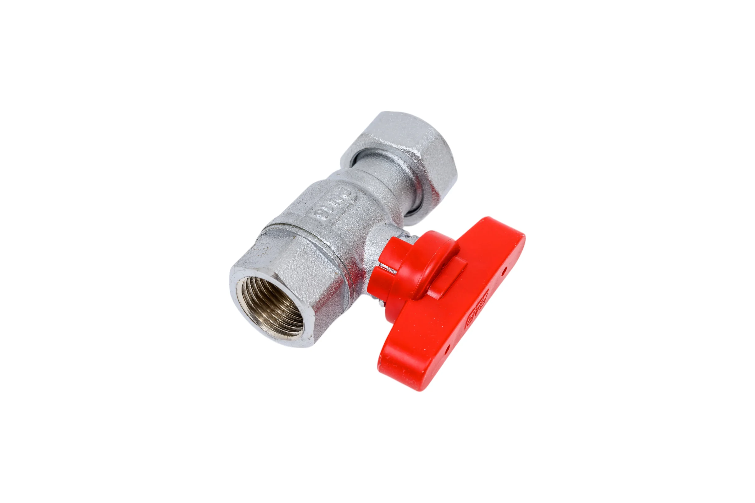 Шаровой кран FAR хром, 1/2'ВР-3/4" накидная гайка, бабочка, красный FS 3047 12RC
