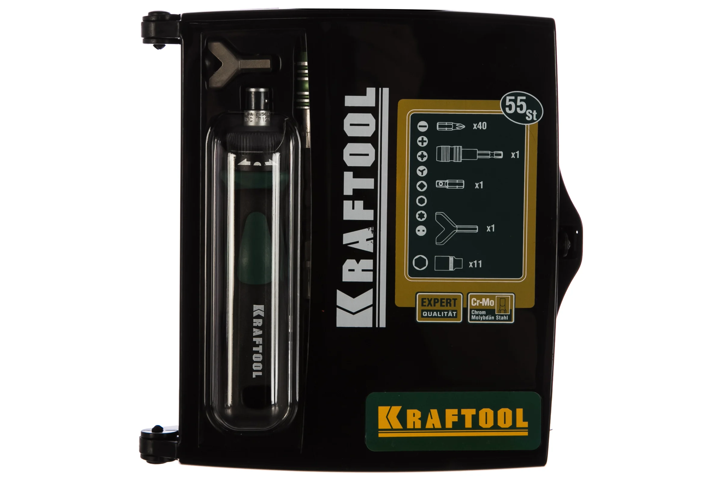 Реверсивная отвертка KRAFTOOL EXPERT с битами 25554-H55