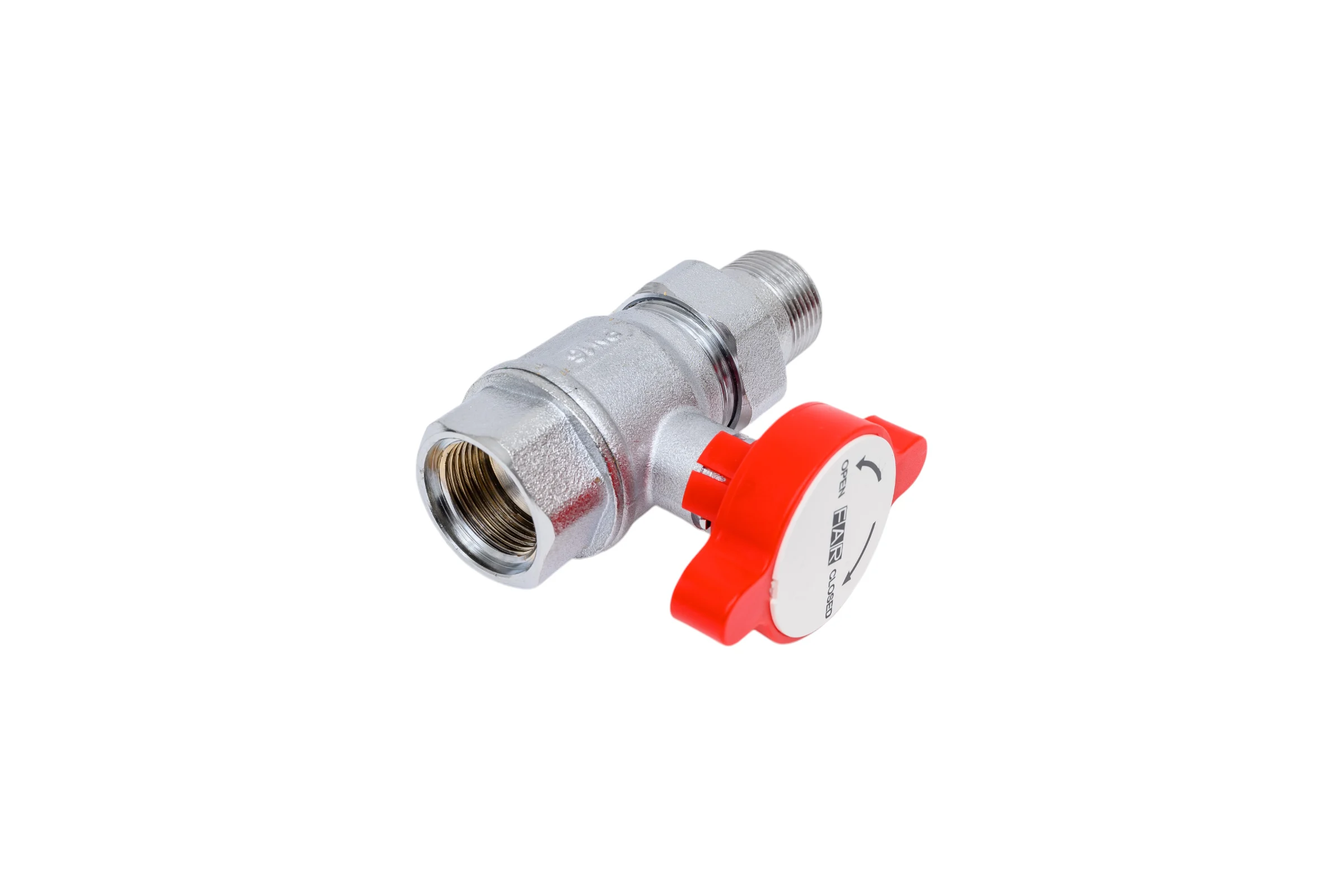 Шаровой кран FARс американкой, хром, 3/4", красная ручка FS 3052 34R