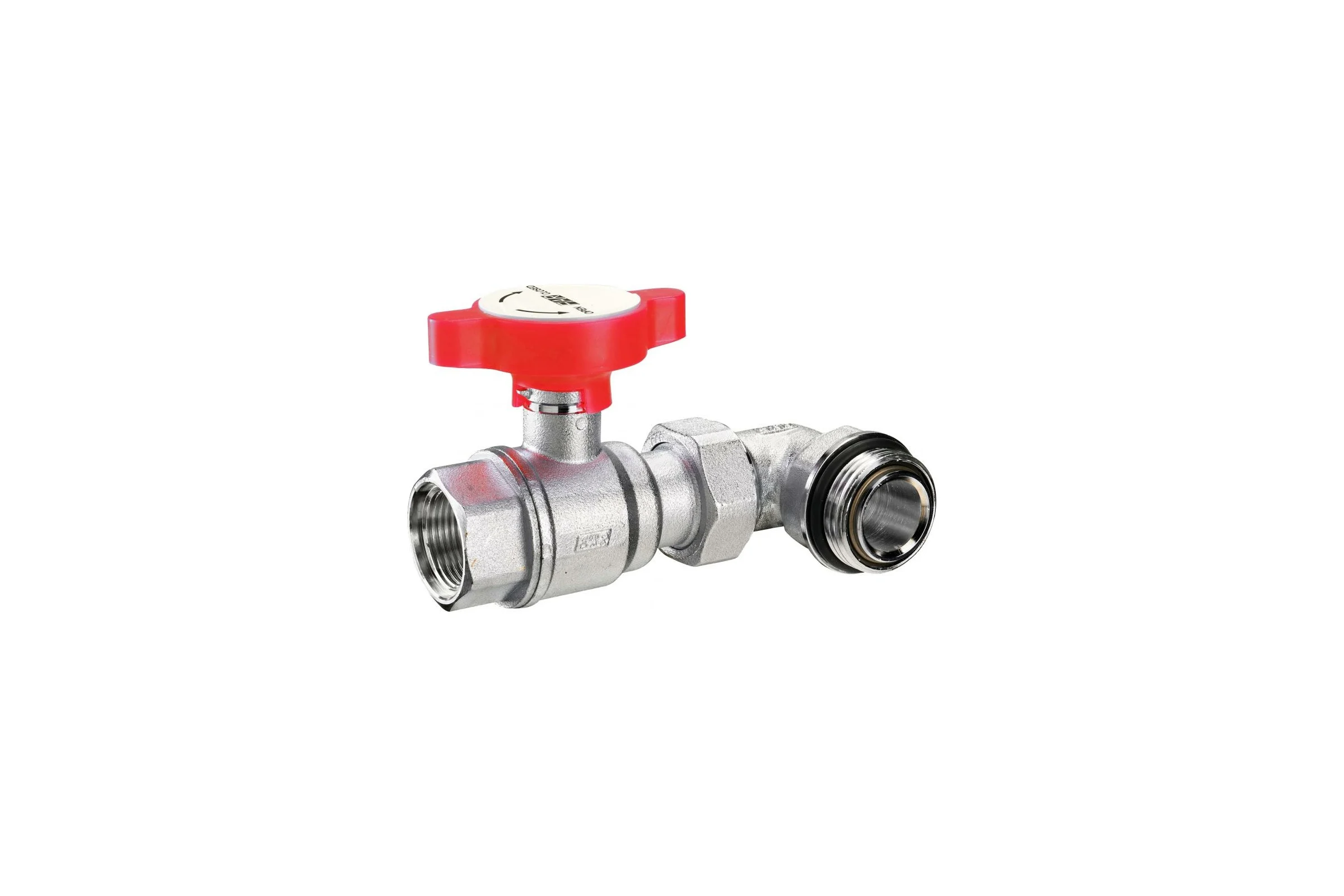 Шаровой кран FAR 3/4ВР х 1НР с угольником, хром, красная ручка FS 3062 134R