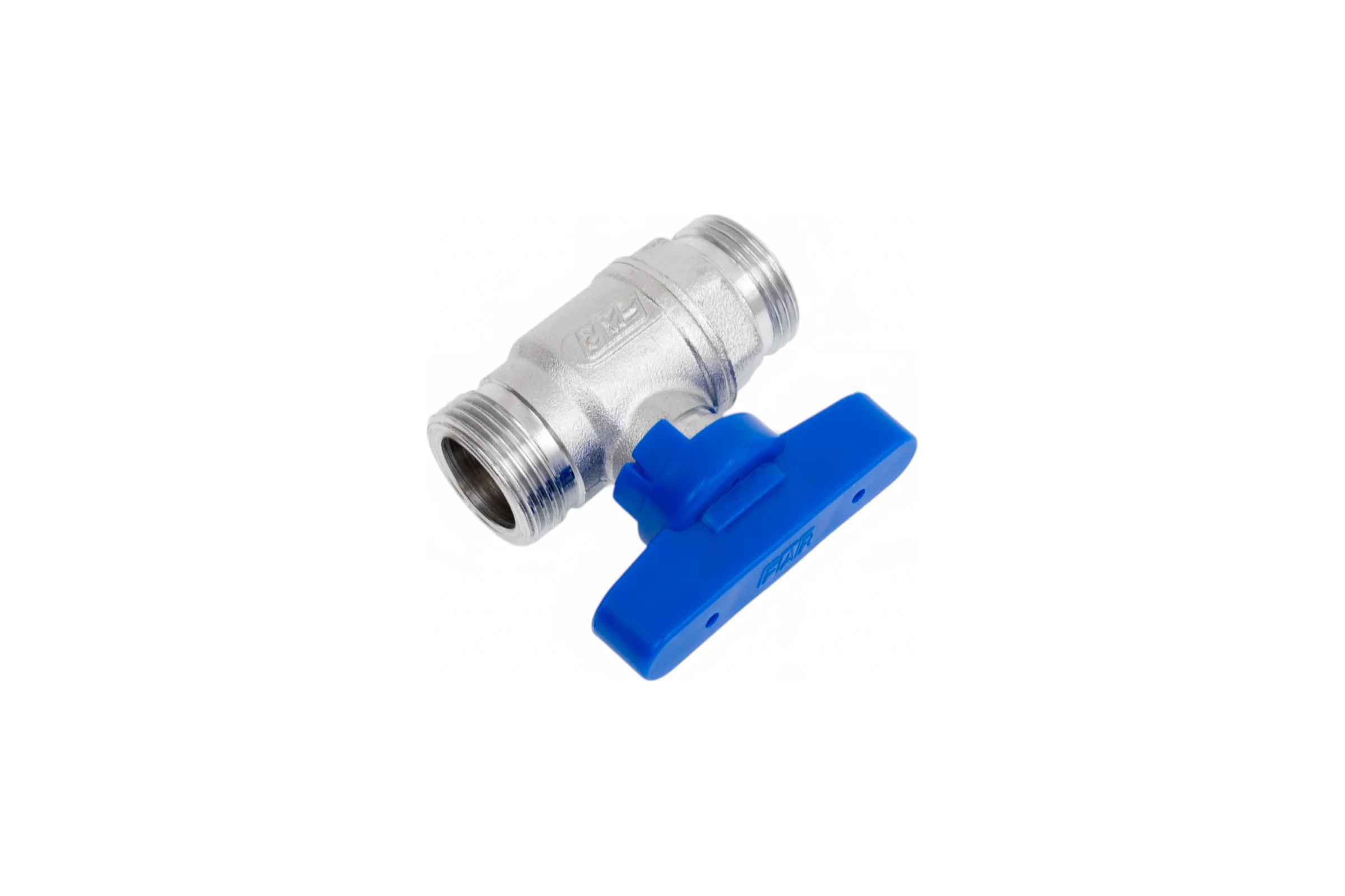 Шаровой кран FAR хром, 3/4"НР бабочка, синий FS 3067 34BC