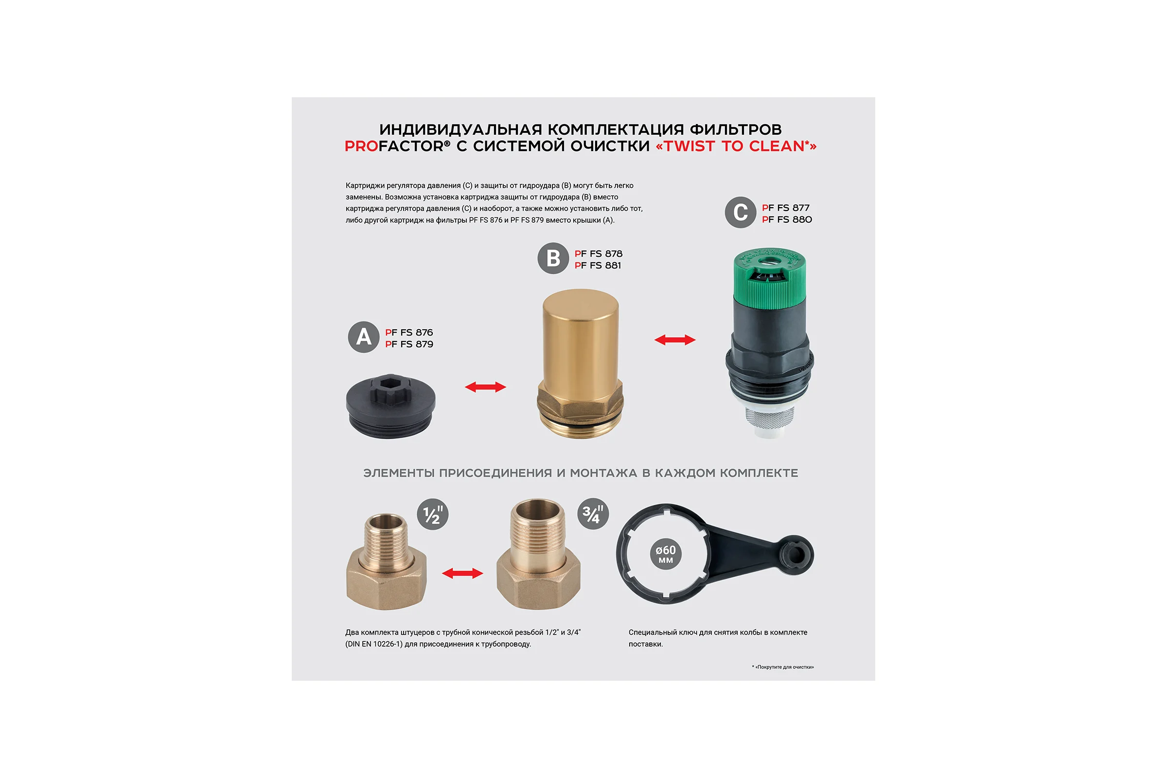 Фильтр с системой очистки PROFACTOR 1/2"-3/4" PF FS 876