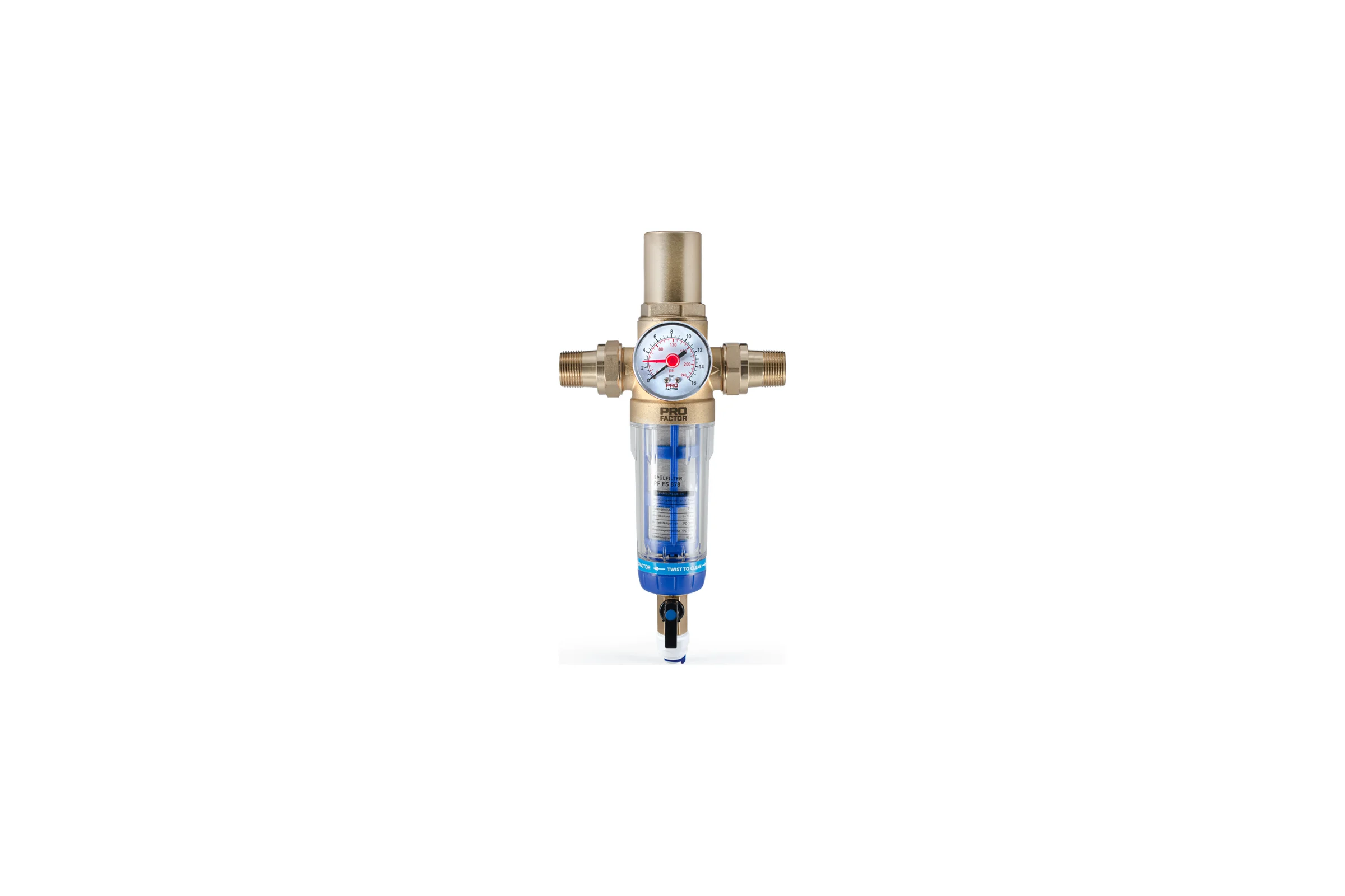 Фильтр с системой очистки и защитой от гидроудара PROFACTOR 1/2"-3/4" PF FS 878