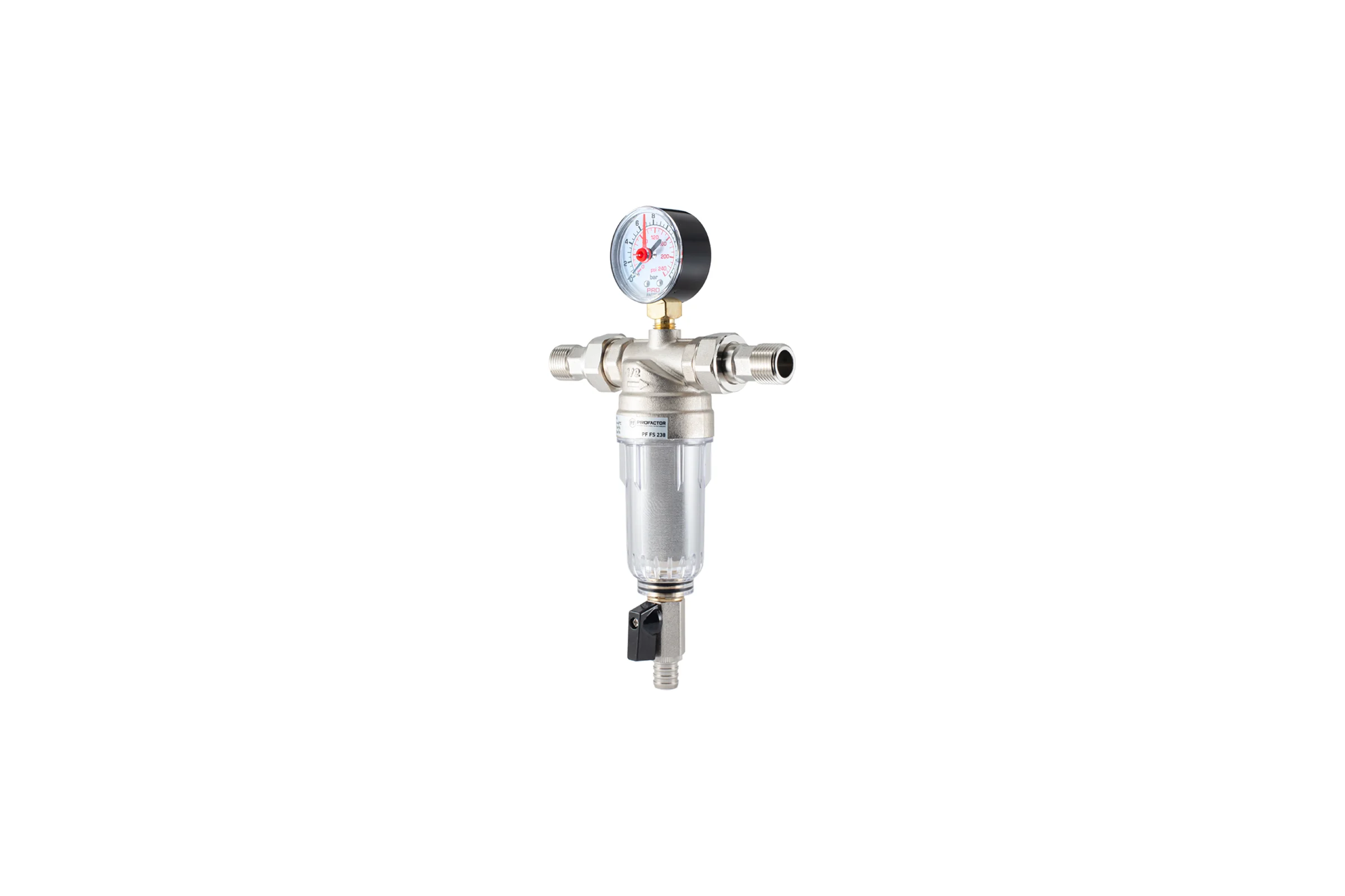 Фильтр промывной с манометром для холодной воды PROFACTOR 1/2" PF FS 238G