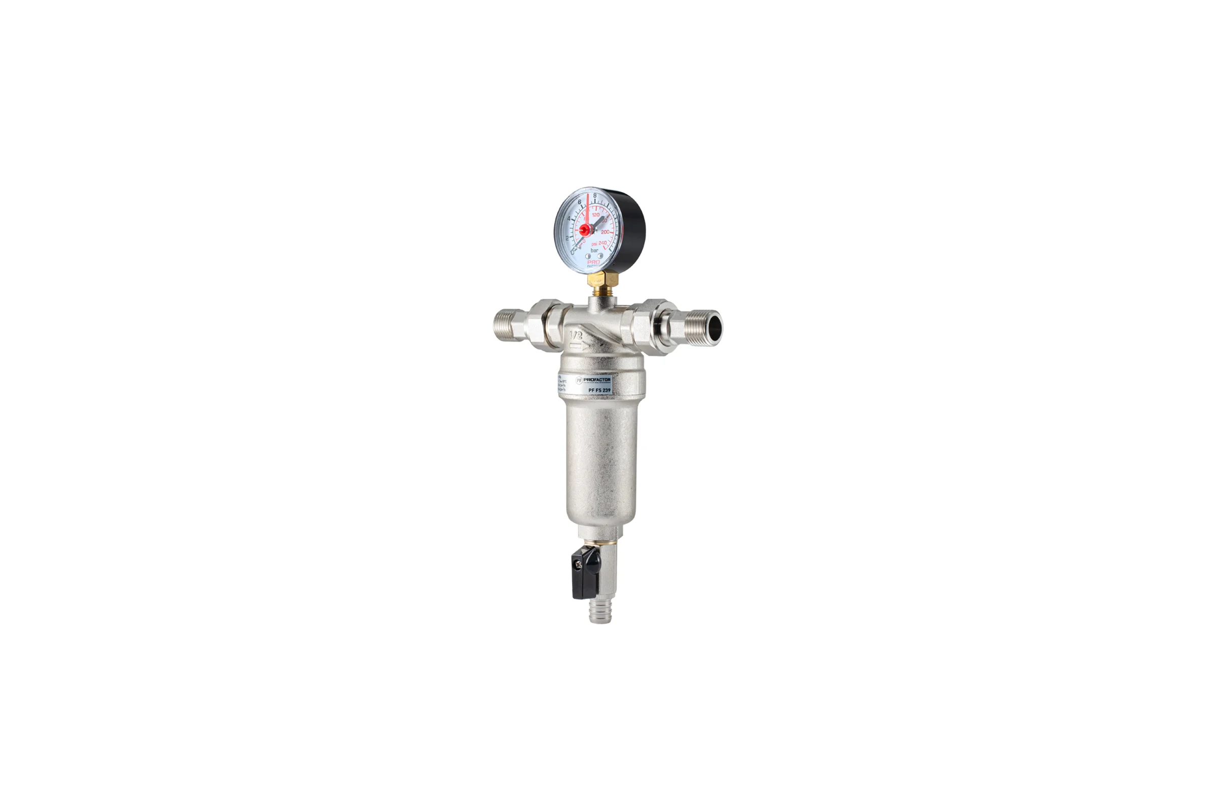 Фильтр промывной с манометром для горячей воды PROFACTOR 1/2" PF FS 239G