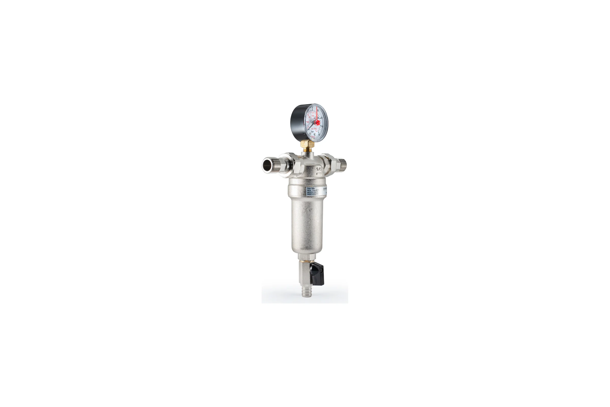 Фильтр промывной с манометром для горячей воды PROFACTOR 1/2" PF FS 239G