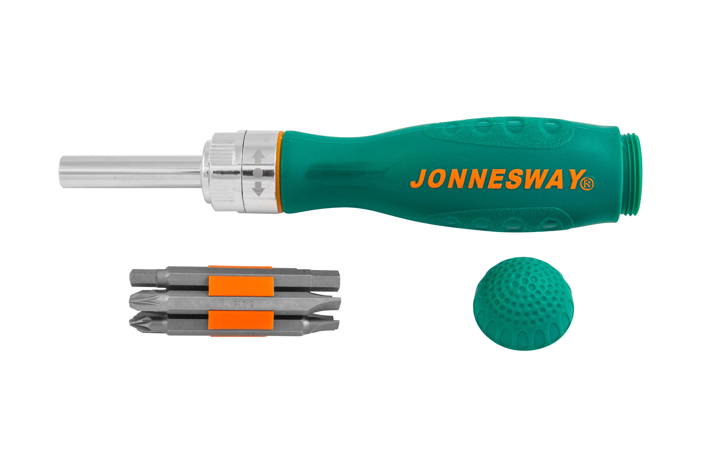 Трещоточная отверточная рукоятка с набором бит Jonnesway DR0107S
