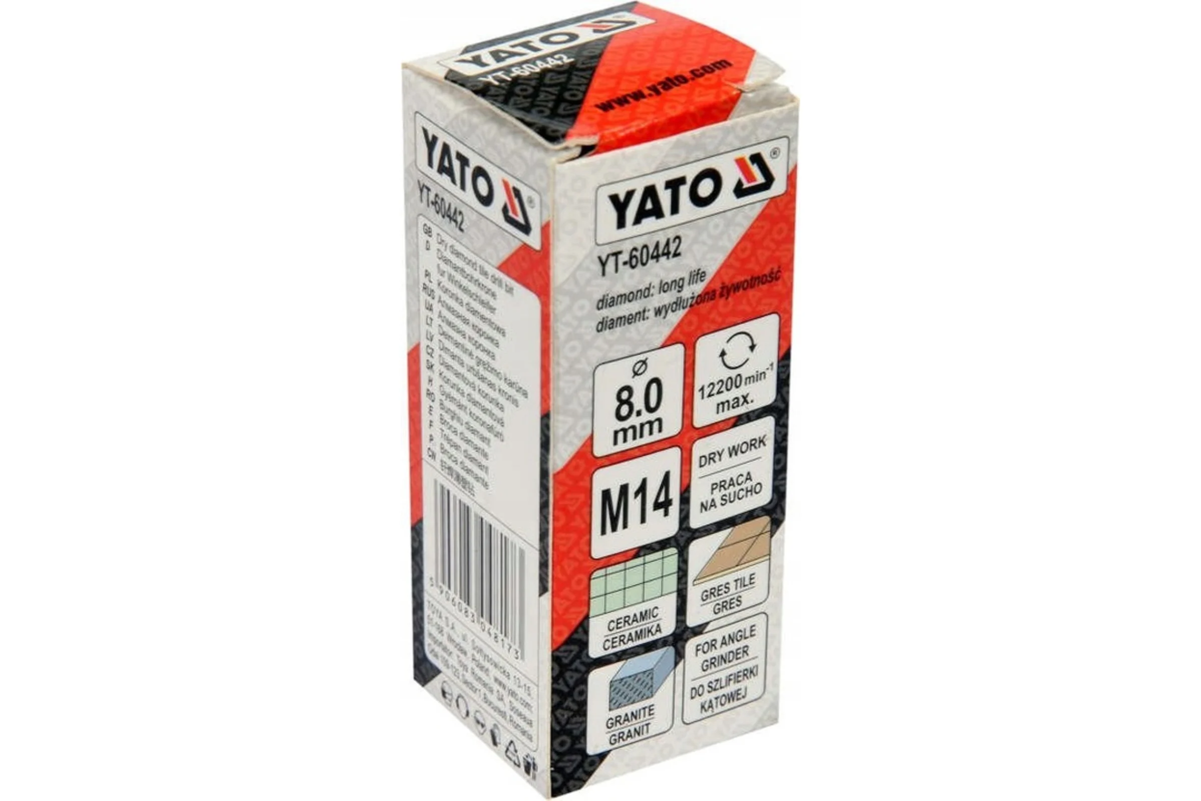 Коронка алмазная 8 мм YATO YT-60442