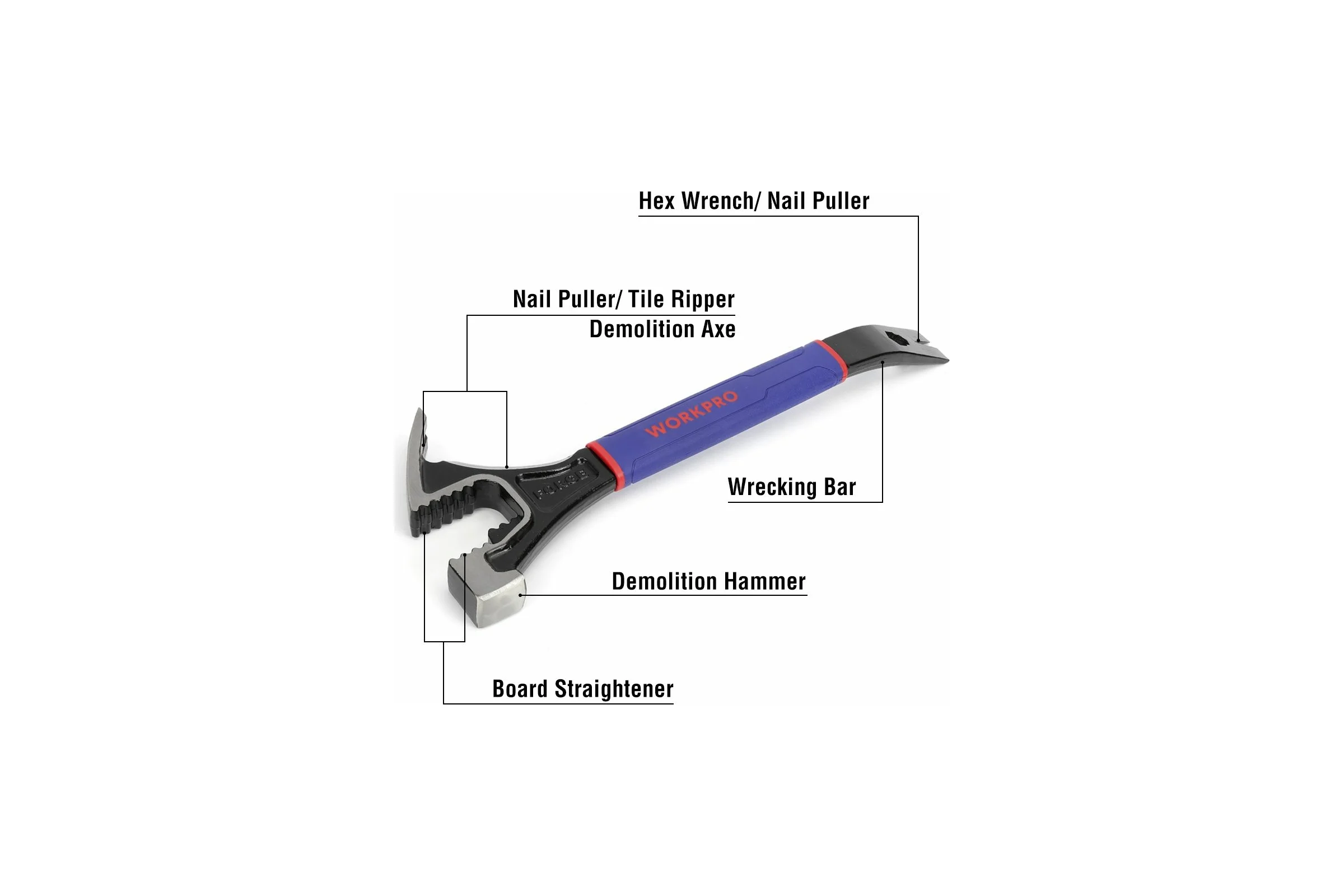 Монтировка-гвоздодер WORKPRO 450 мм WP245006