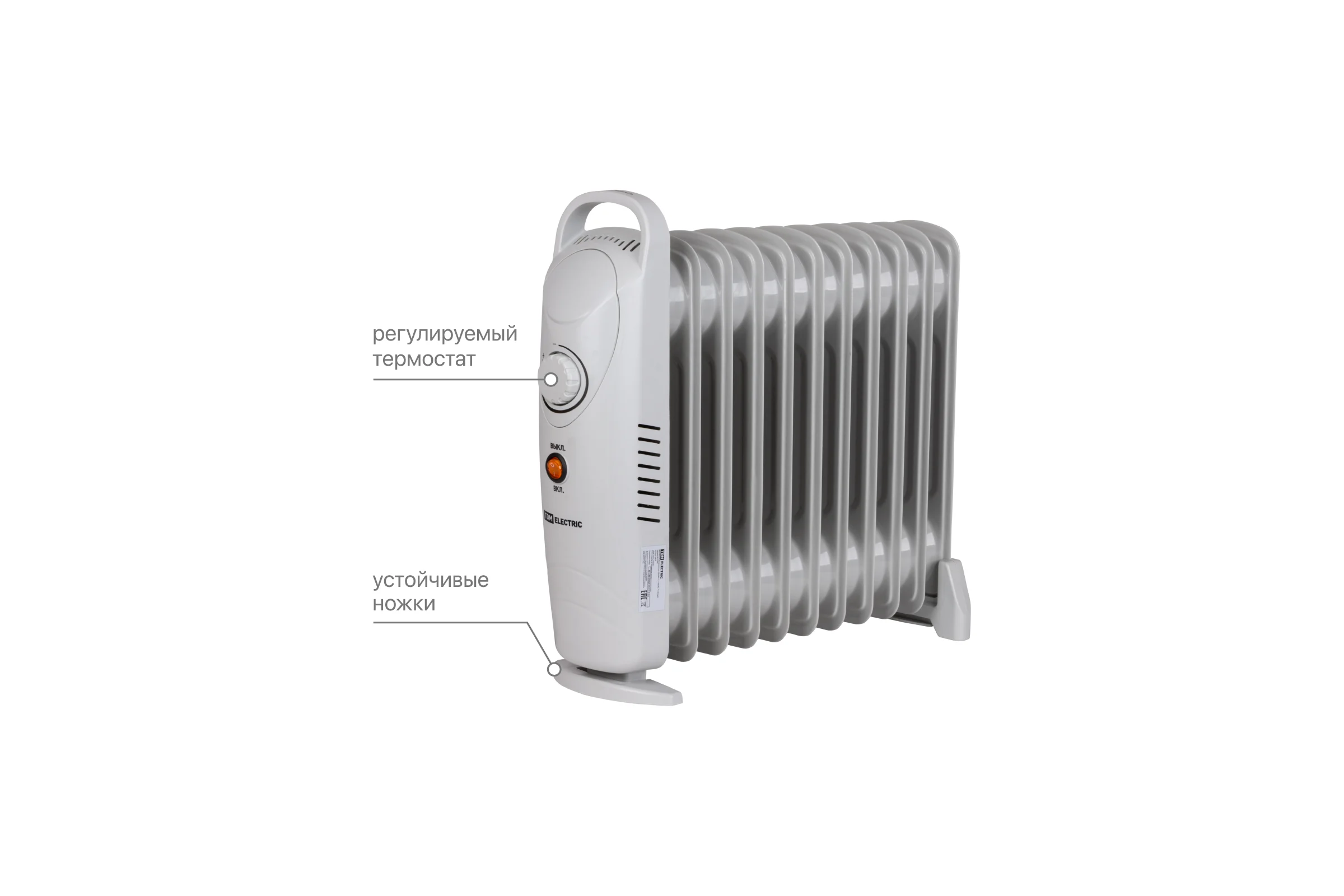 Масляный обогреватель TDM ELECTRIC МИНИ-11, 1200 Вт, 11 секций, термостат, SQ2501-0910