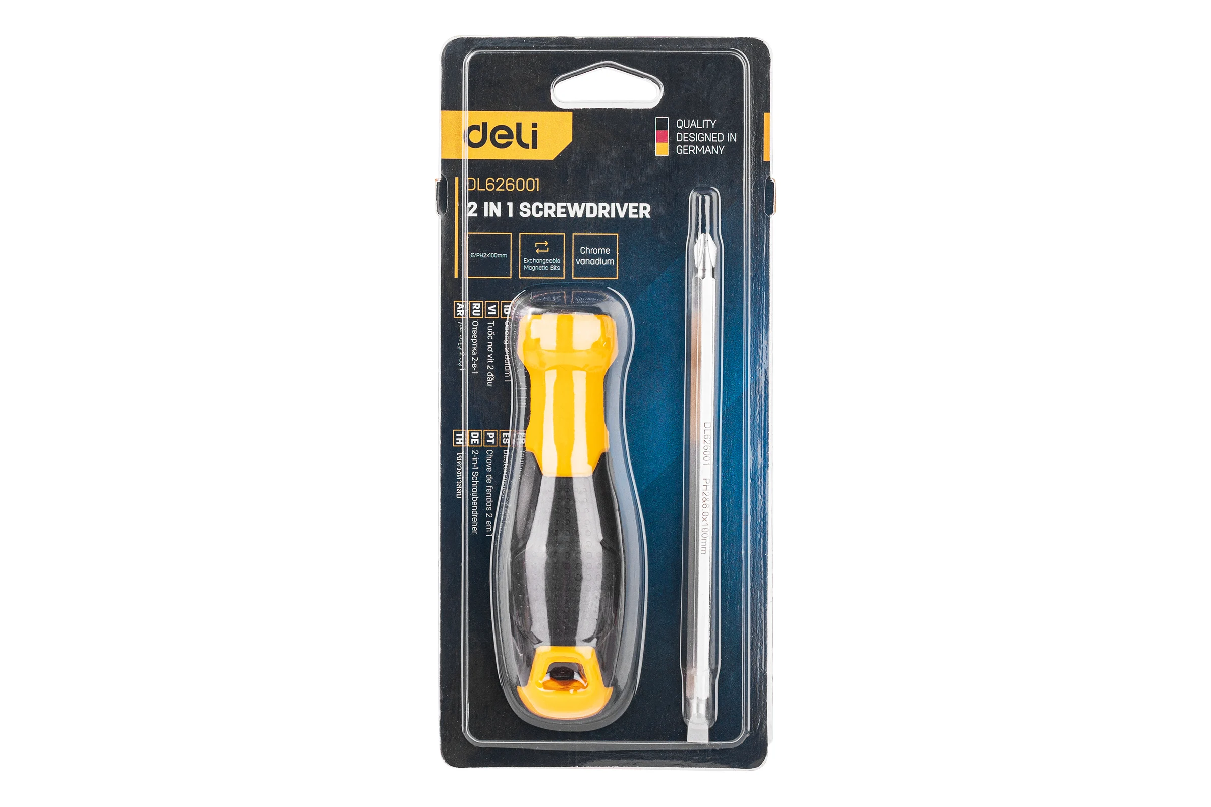 Двухсторонняя отвертка DELI DL626001 PH2+SL6x100 мм 98378