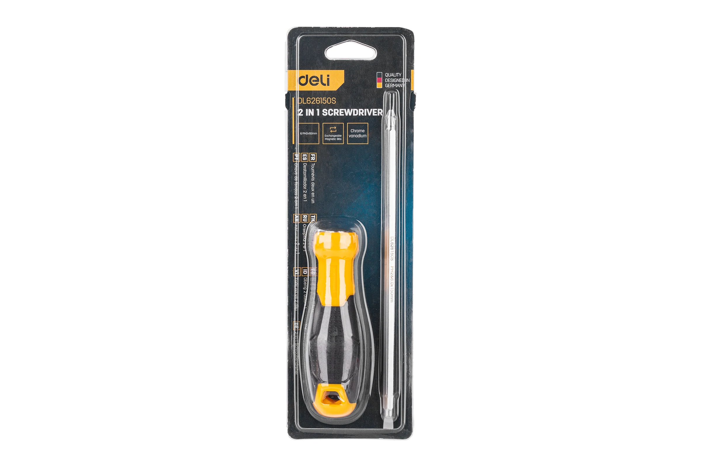 Двухсторонняя отвертка DELI DL626150S PH2+SL6x150 мм 98379