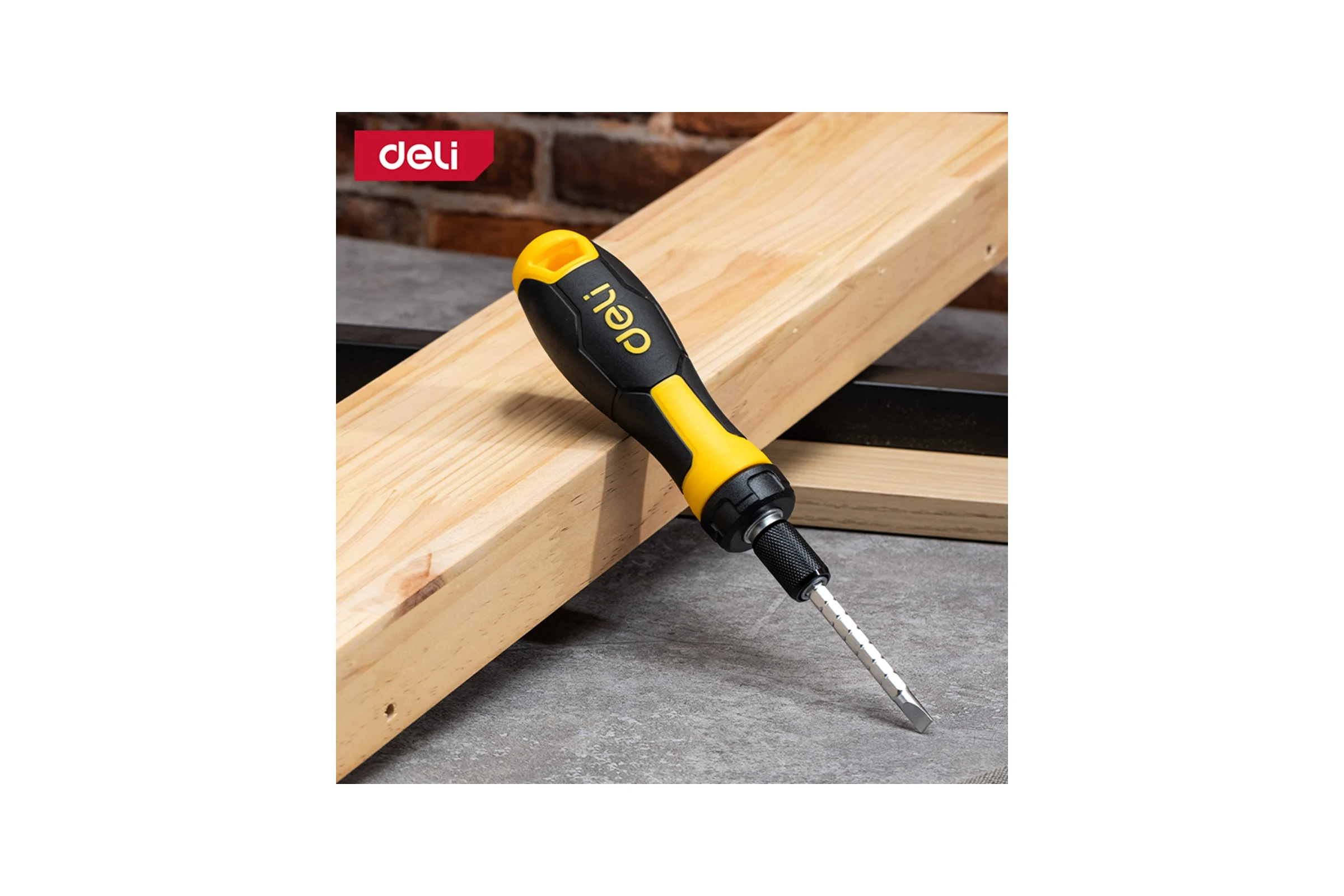 Двухсторонняя отвертка DELI DL626011 с трещоткой, PH2+SL6 180 мм 98383