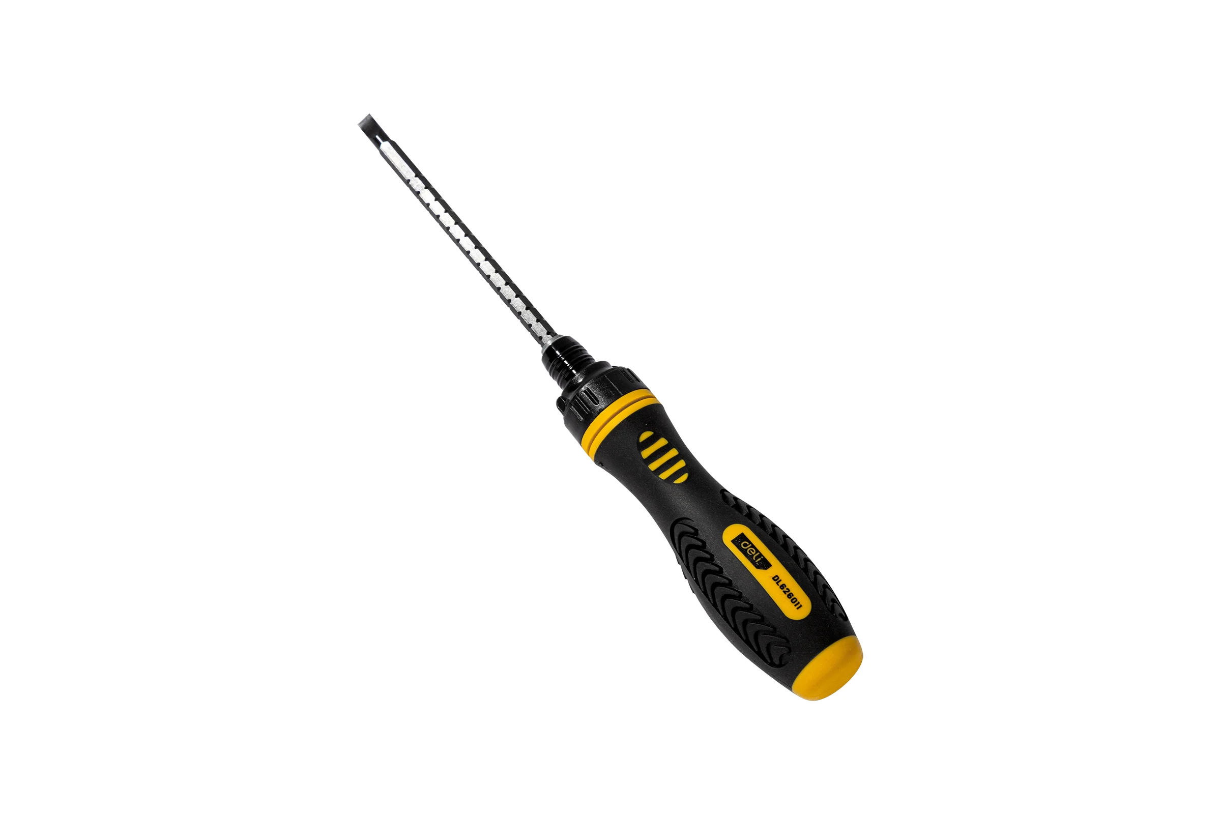 Двухсторонняя отвертка DELI DL626011 с трещоткой, PH2+SL6 180 мм 98383