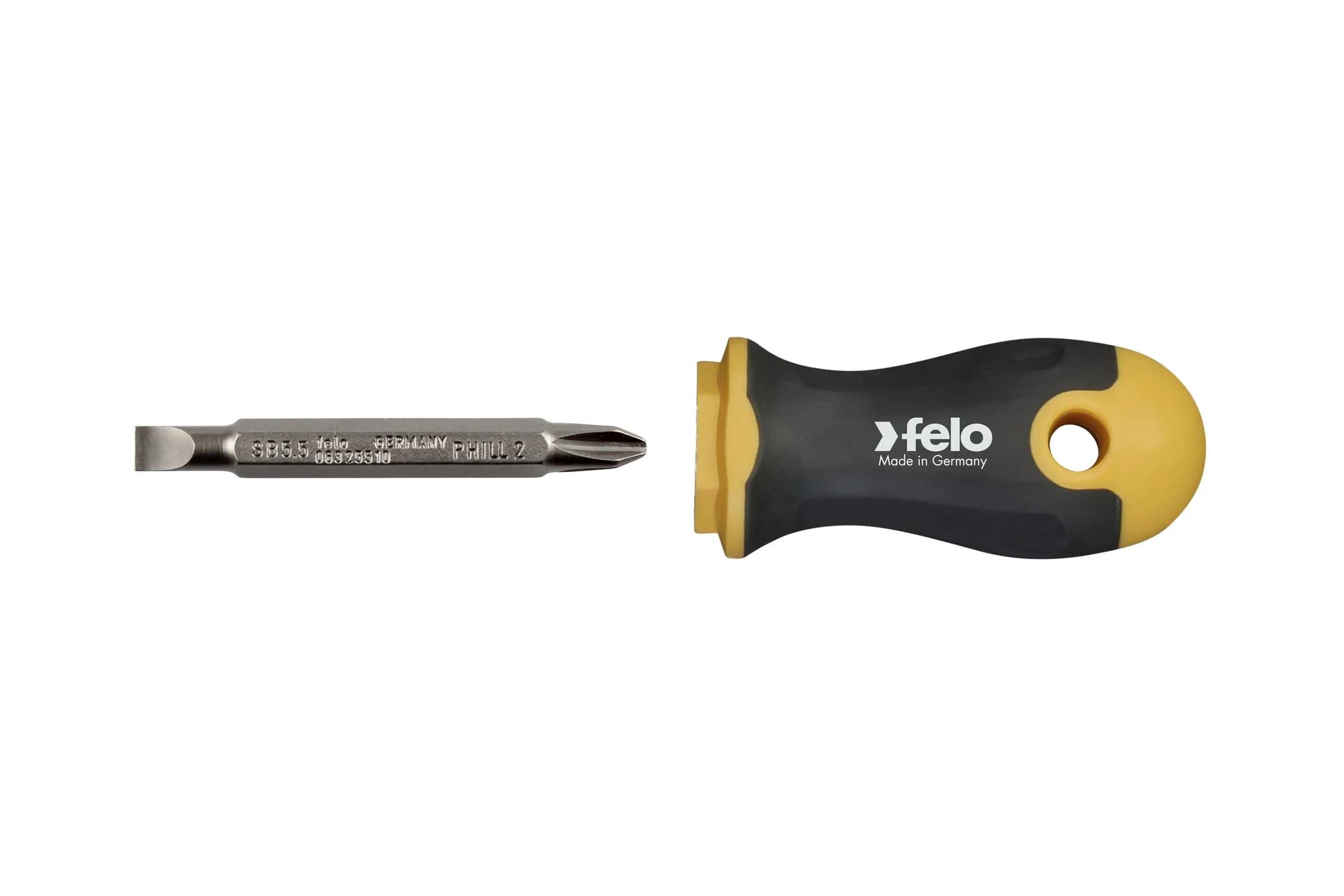 Отвертка Felo Ergonic Stubby с двухсторонней битой SL5.5хPH2, 60 мм 46926010