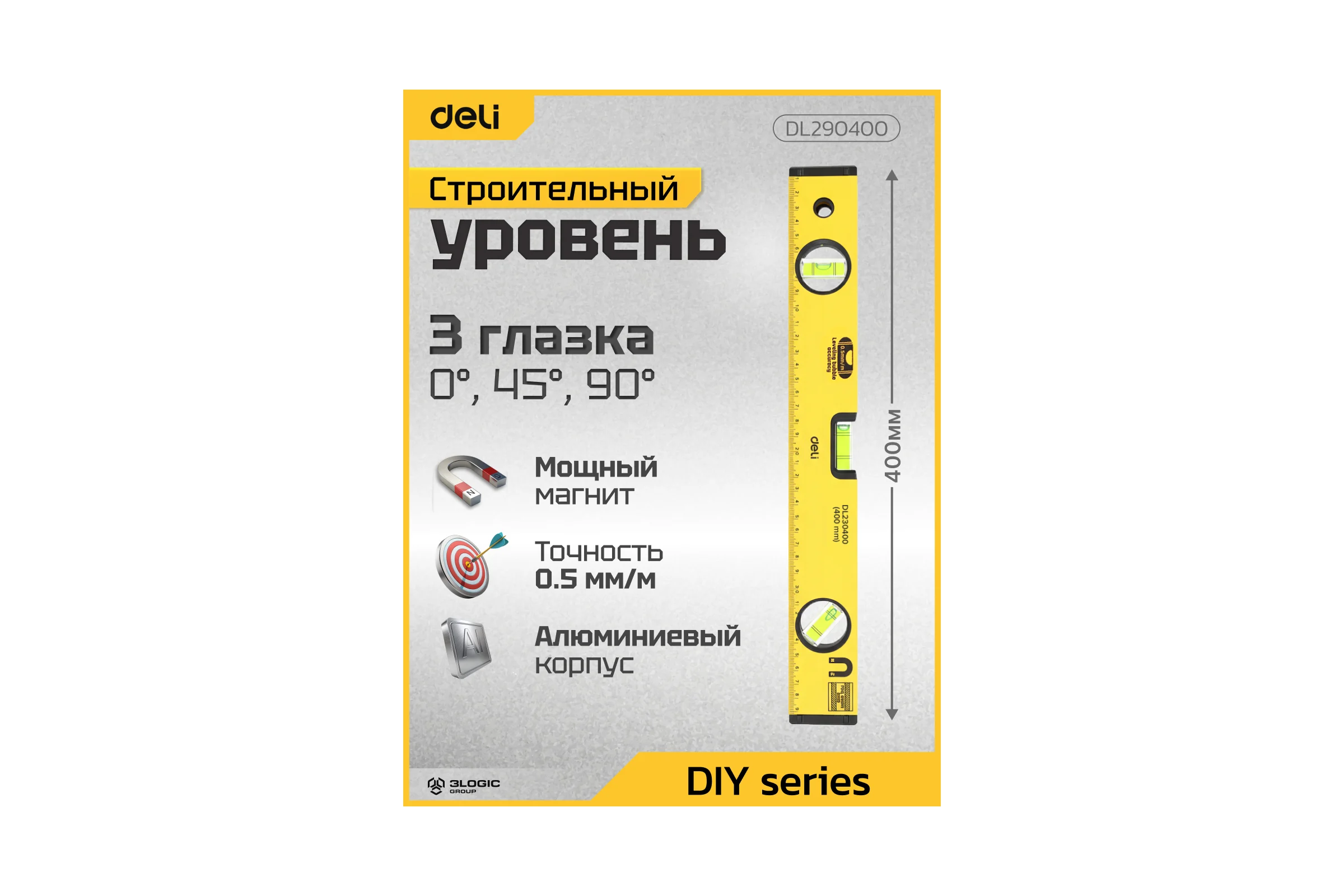 Строительный уровень DELI DL290400 400 мм 98291