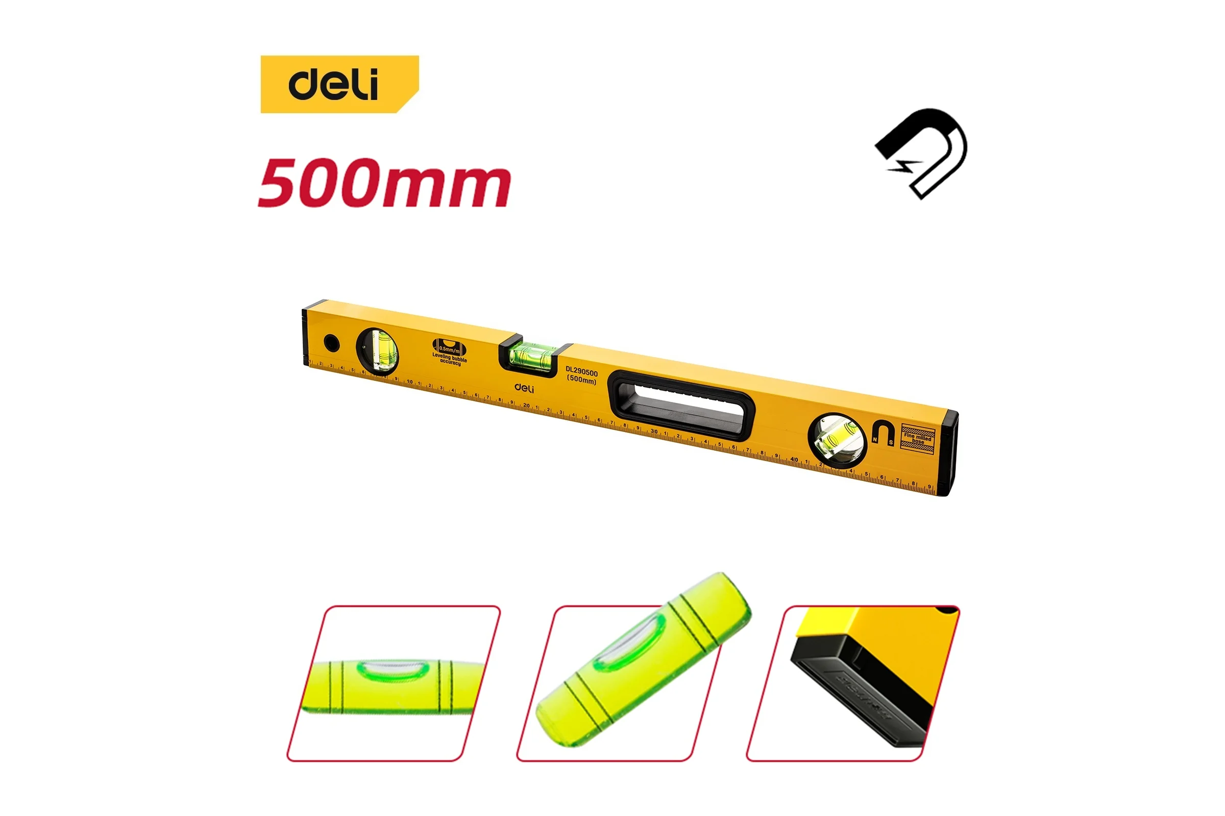 Строительный уровень DELI DL290500 500 мм 98292