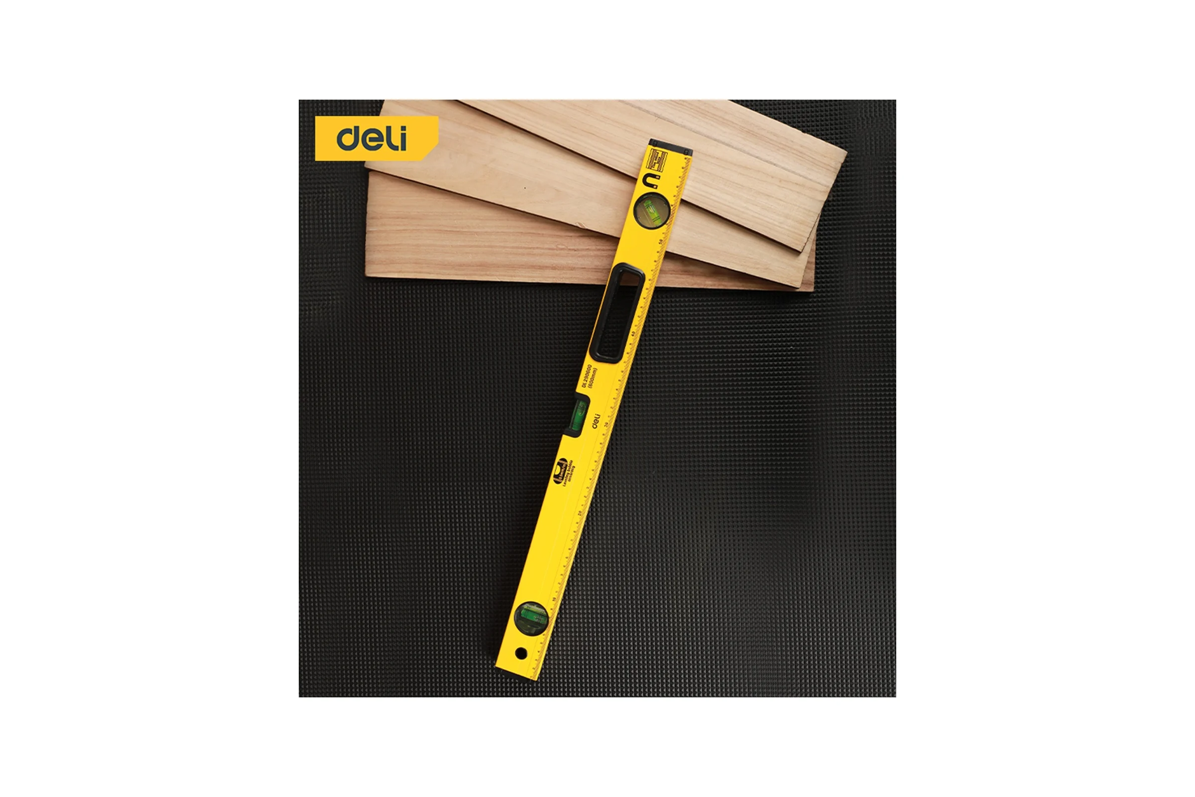 Строительный уровень пузырьковый DELI 600мм DL290600 (3 глазка, магнит, отверстия для подвеса) 98293