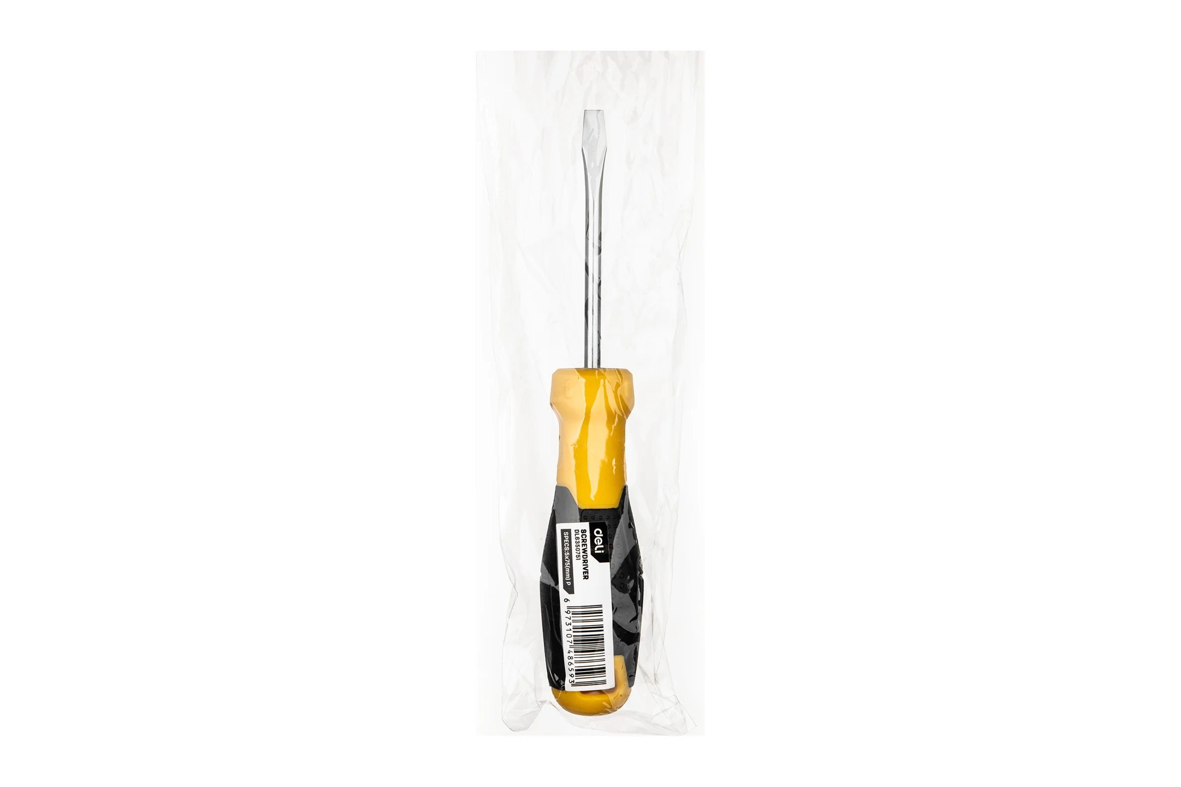 Шлицевая отвертка DELI SL5х75мм DL6350751 Cr-V, магнит, TPR+PP ручка 98345 98348