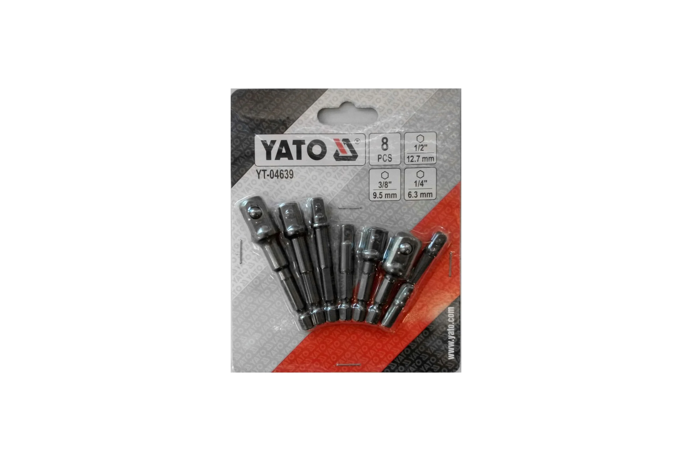 Набор адаптеров YATO HEX для торцовых головок 8предметов YT-04639 361404639 092 1