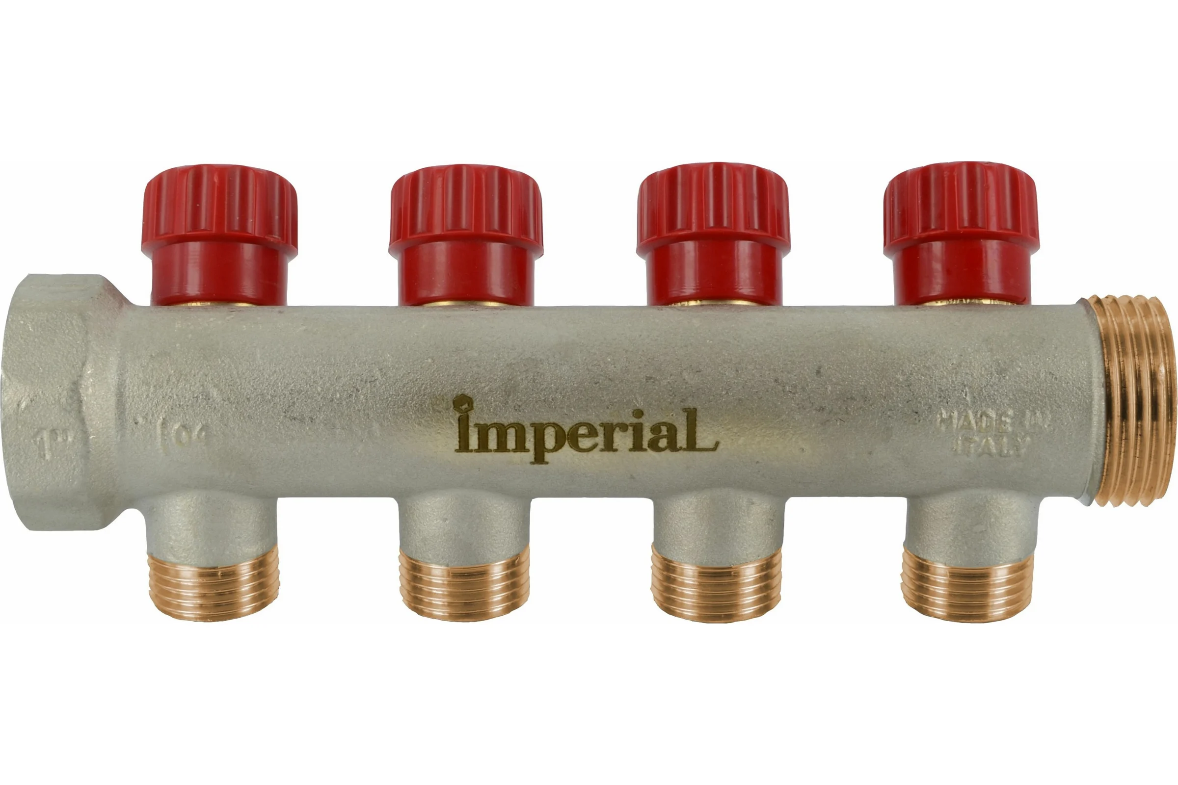 Коллектор с вентильными кранами Imperial 1-3/4EK-3вых. никелированный (Италия) (40мм) 857.03