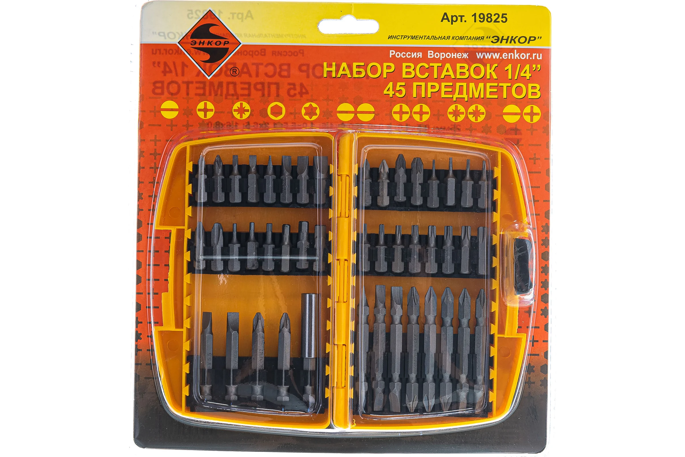 Набор бит 1/4" (45 предметов) Энкор 19825