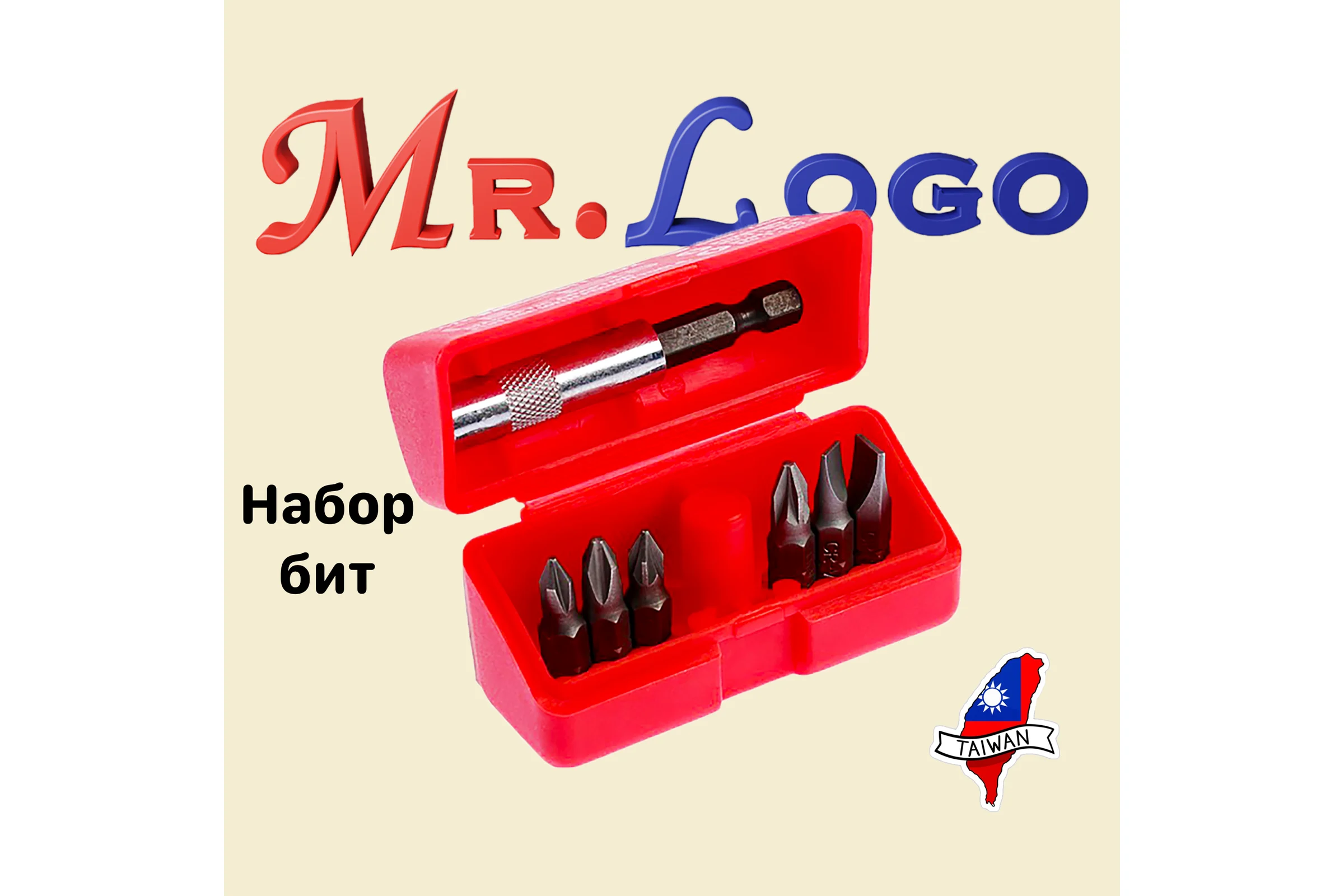 Набор насадок-бит CR-V 7 предметов (red) Mr. Logo SD-801B-AJ