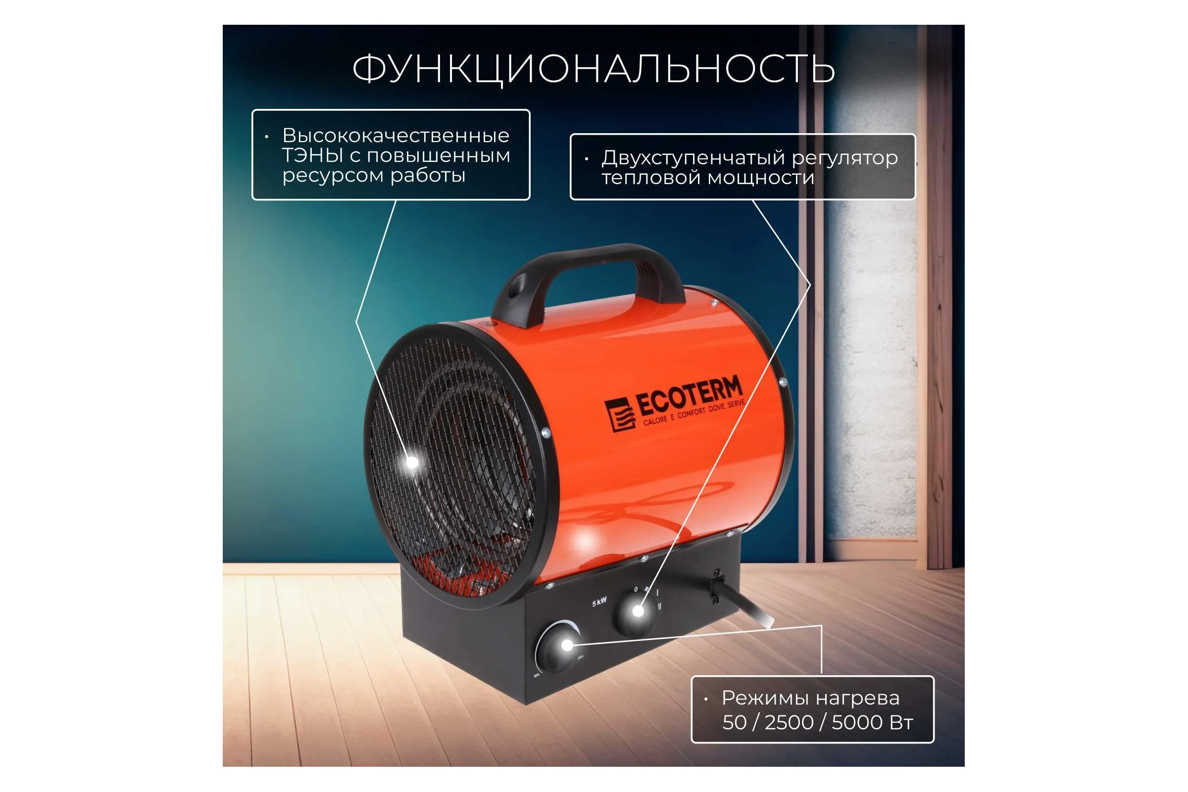Тепловая электрическая пушка ECOTERM  EHR-05/3E ET1523-2