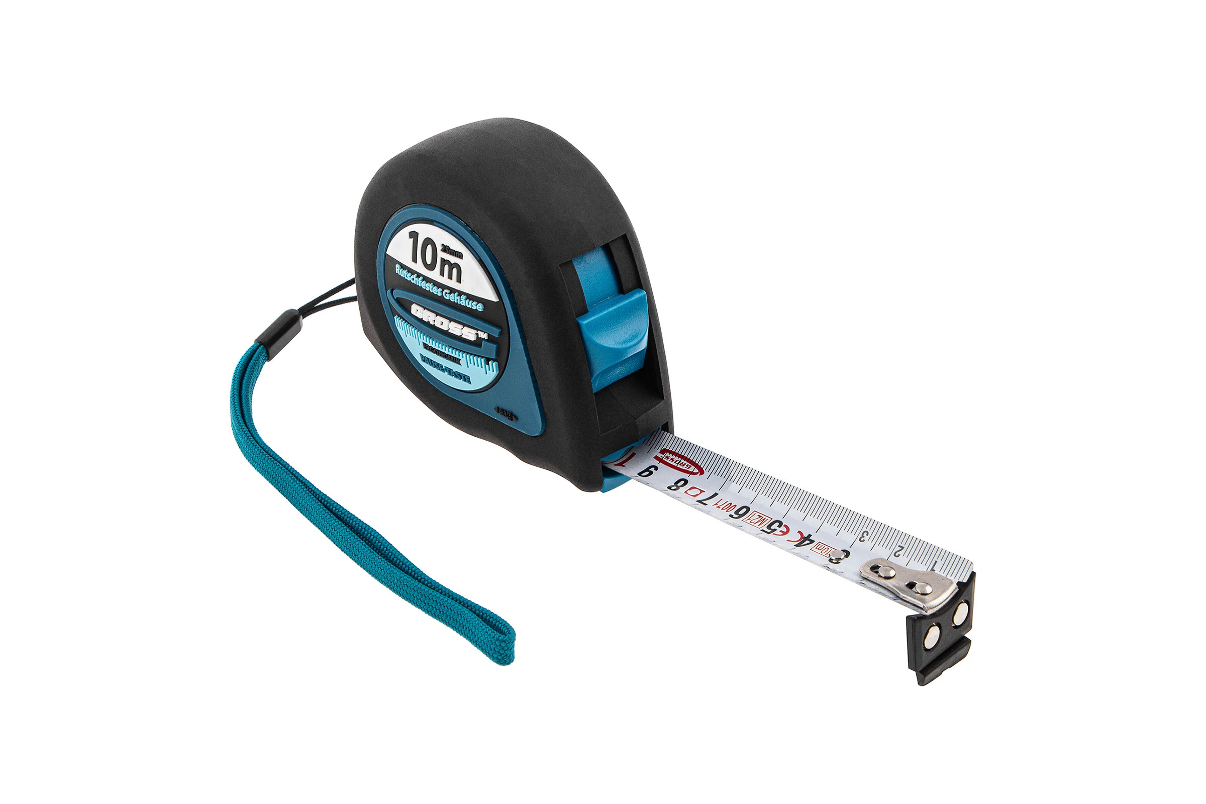 Рулетка GROSS Ergonomisch 10 м x 25 мм, магнитный обрезиненный зацеп 31105