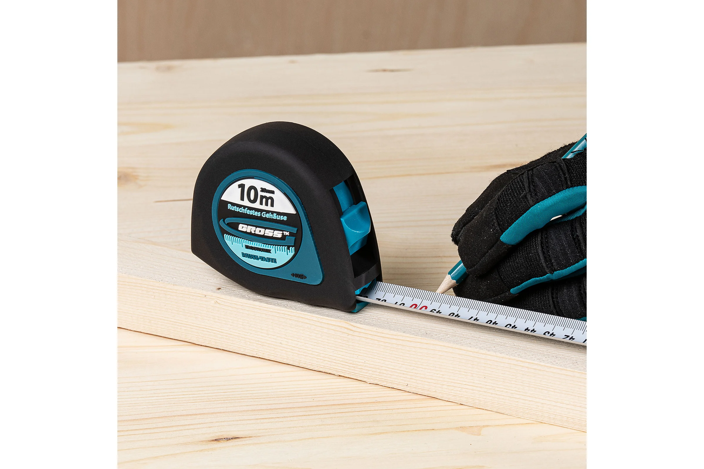 Рулетка GROSS Ergonomisch 10 м x 25 мм, магнитный обрезиненный зацеп 31105