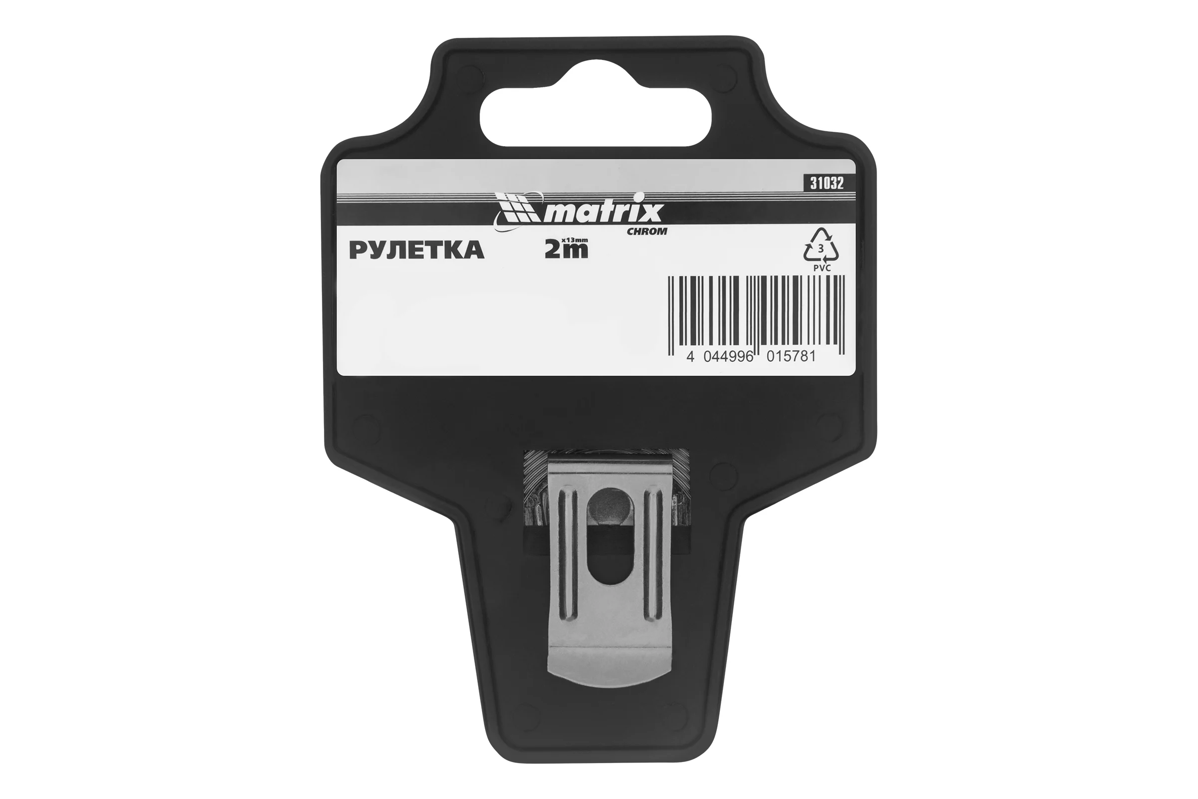 Рулетка 2 м x 13 мм Chrom MATRIX хромированный корпус 31032