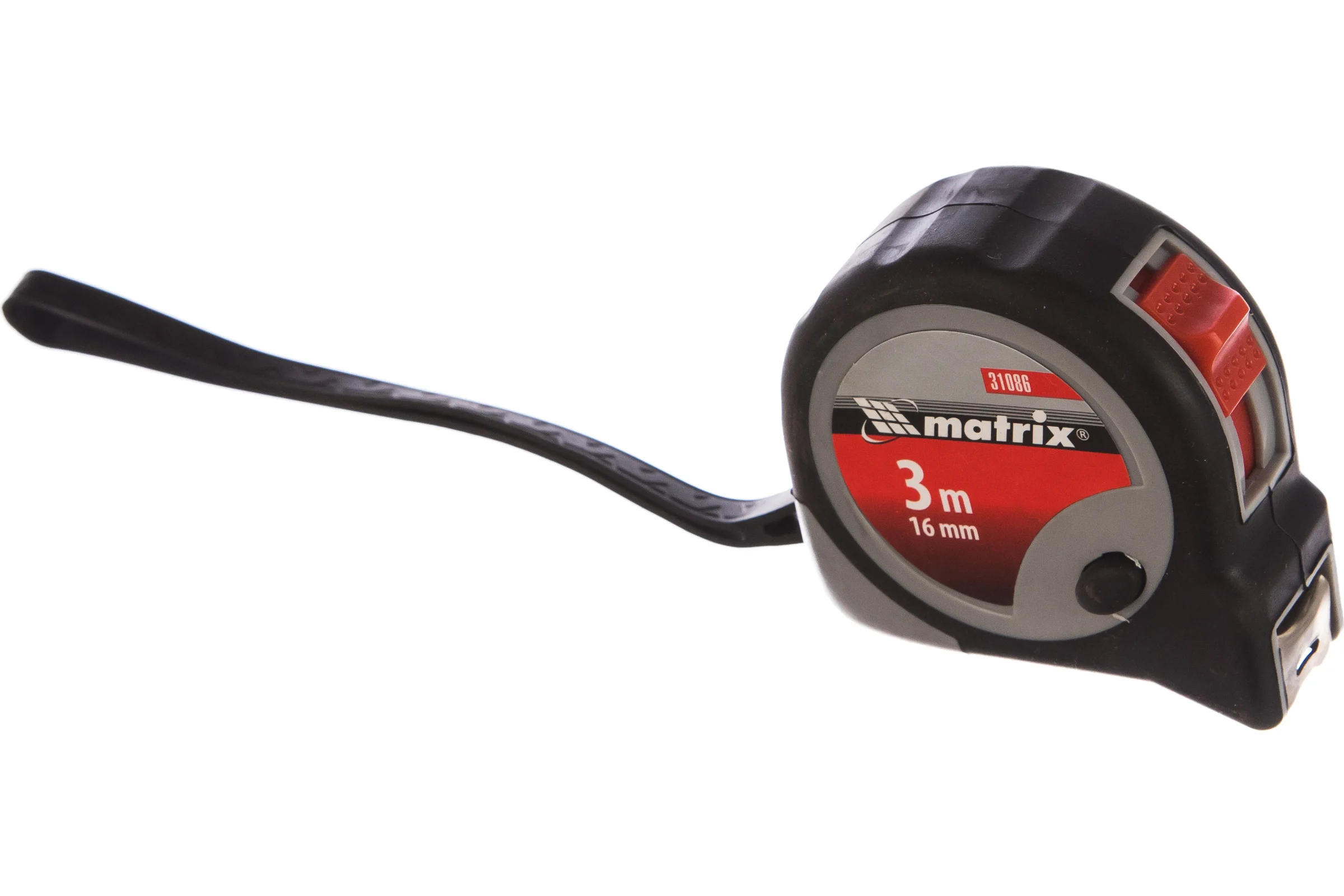 Рулетка MATRIX Continuous fixation, 3 м х 16 мм, обрезиненный корпус, плавная фиксация// 31086